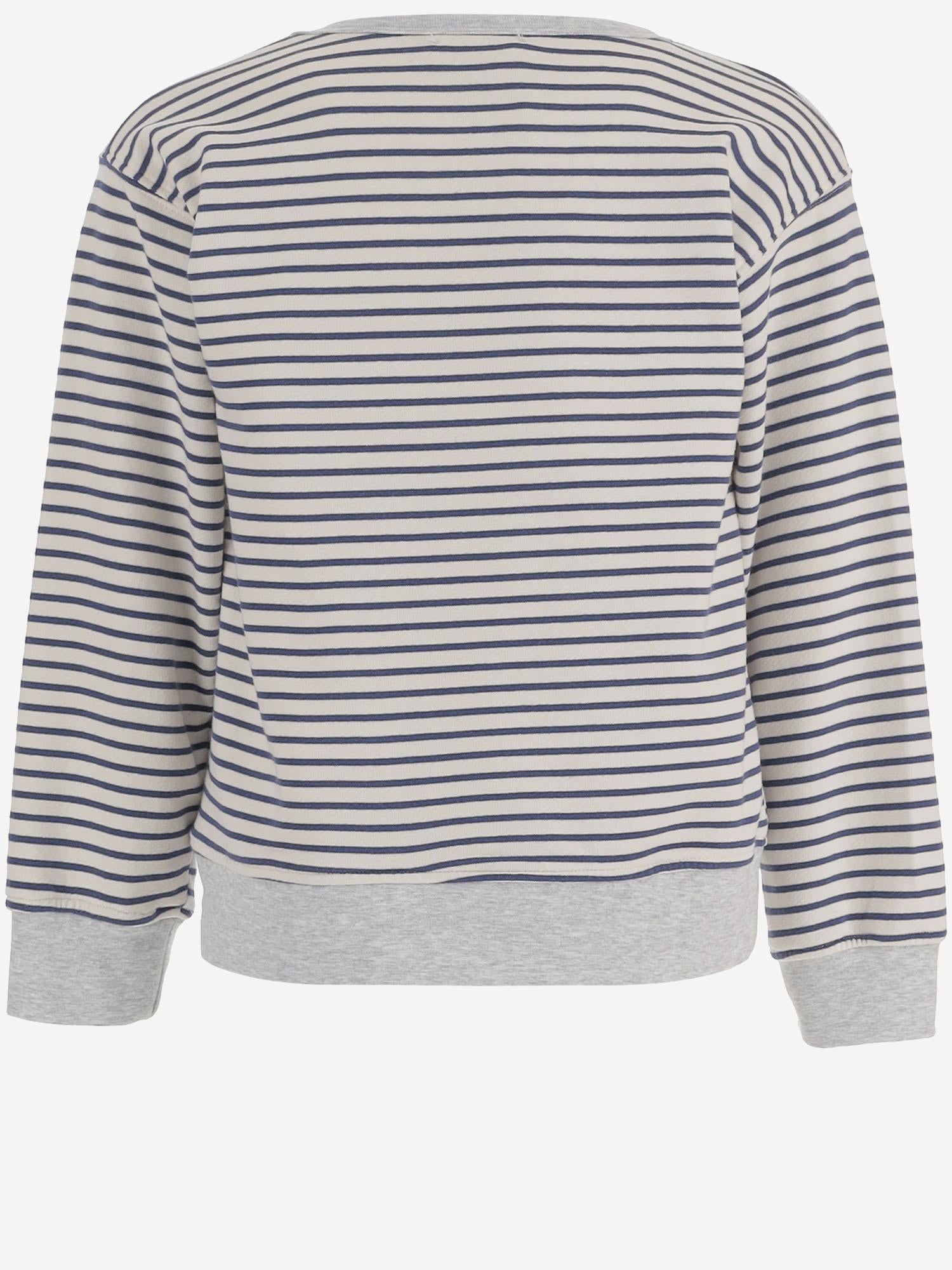 Babe & Tess Striped Cotton Blend Sweatshirt — Navy, view 3