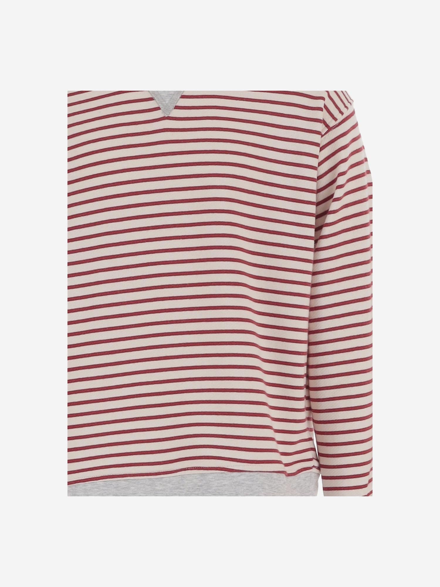 Babe & Tess Striped Cotton Blend Sweatshirt — Red by Babe & Tess