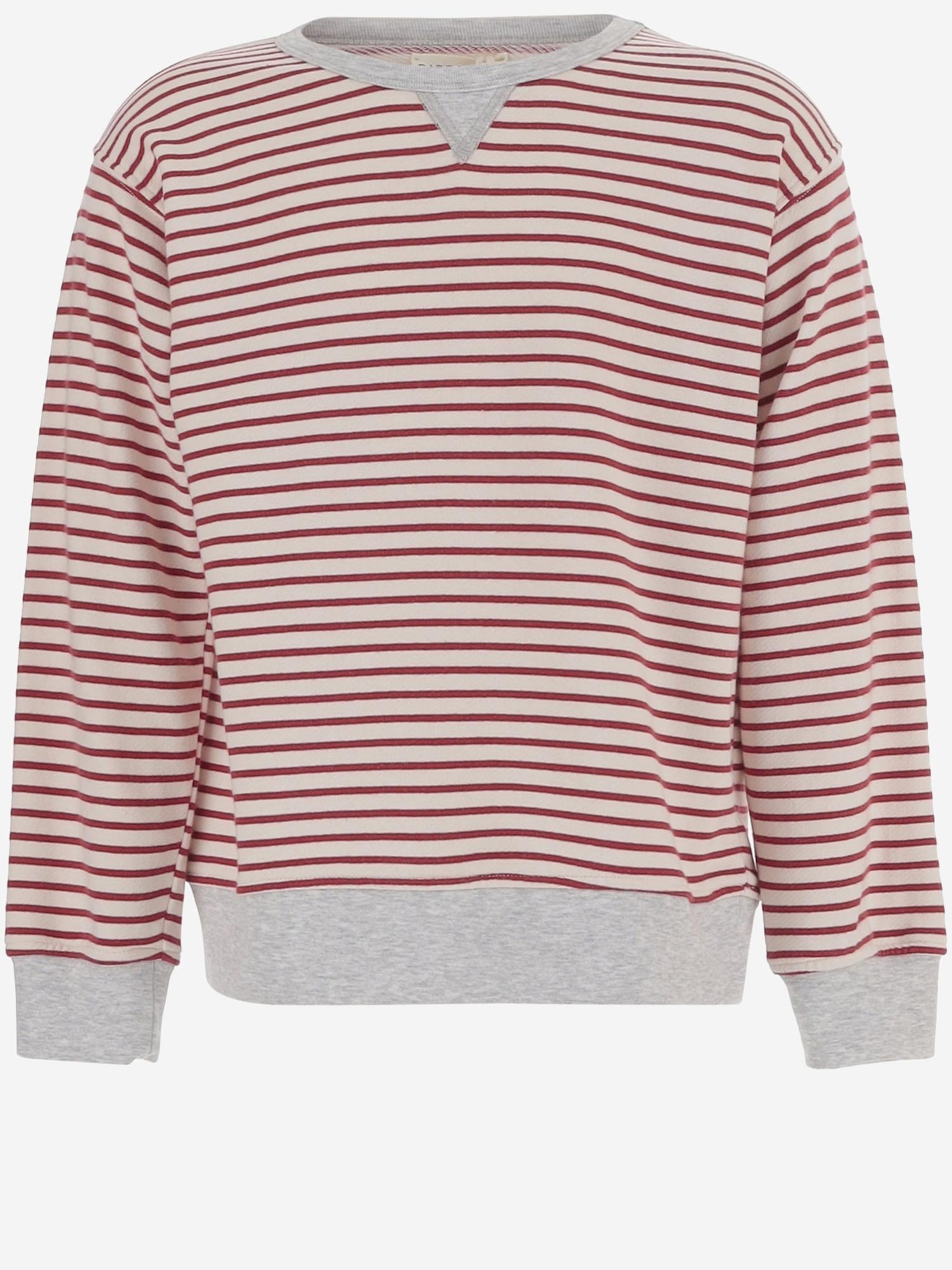 Babe & Tess Striped Cotton Blend Sweatshirt — Red, view 2