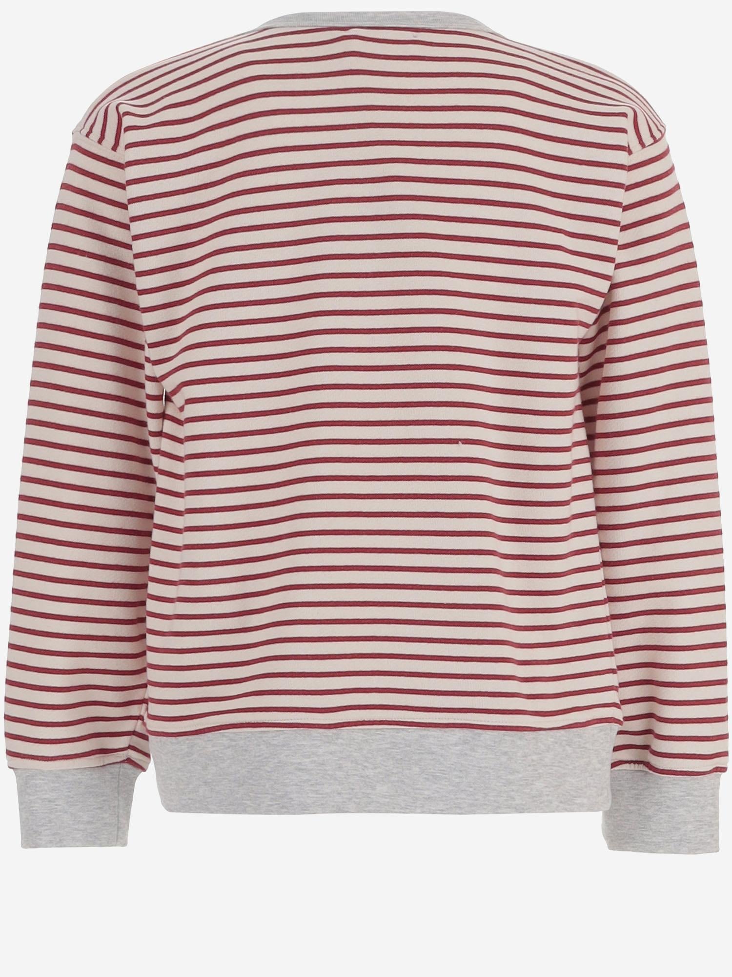 Babe & Tess Striped Cotton Blend Sweatshirt — Red, view 3