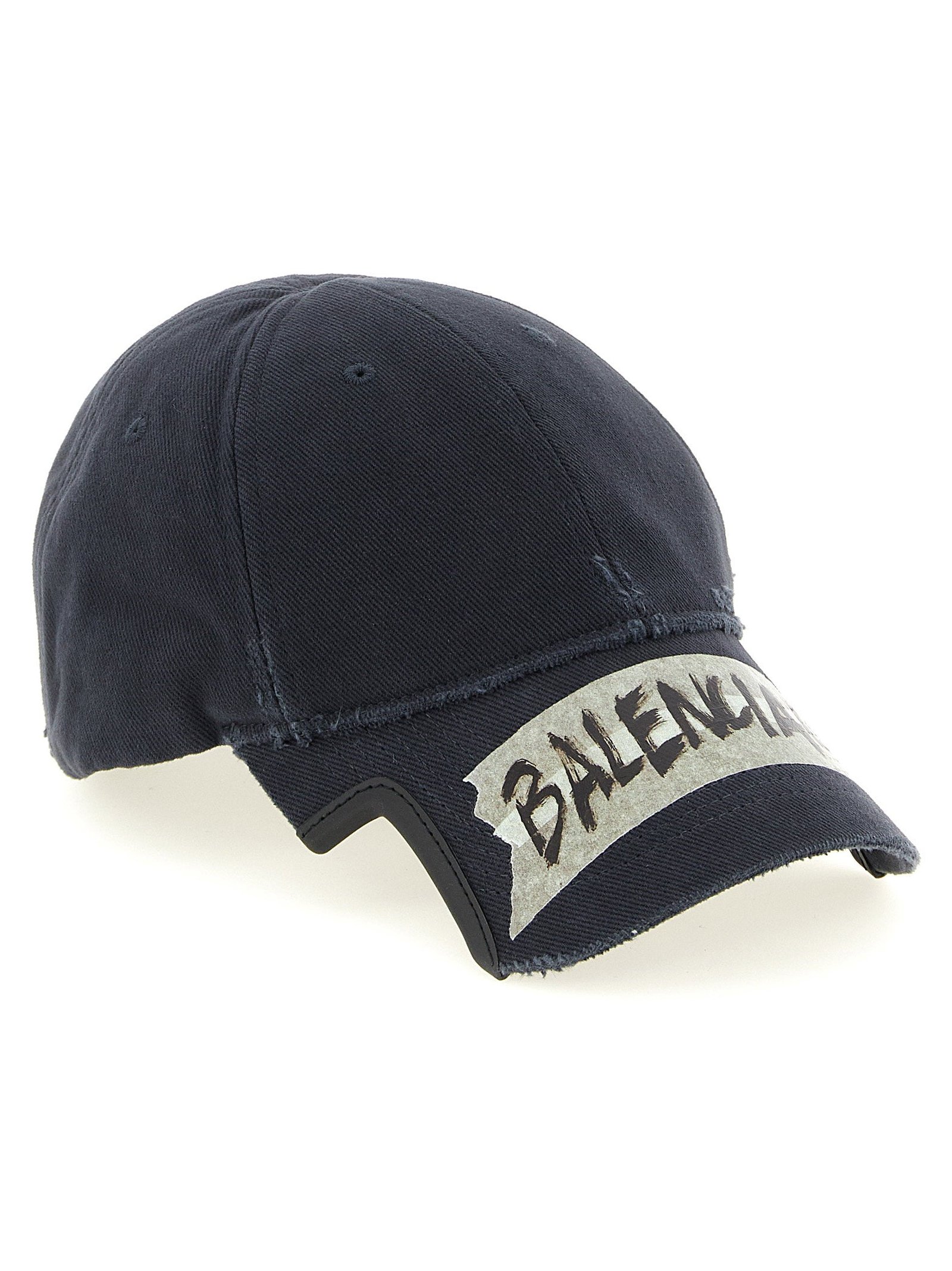 Balenciaga Masking Tape Print Baseball Cap — Black, view 2