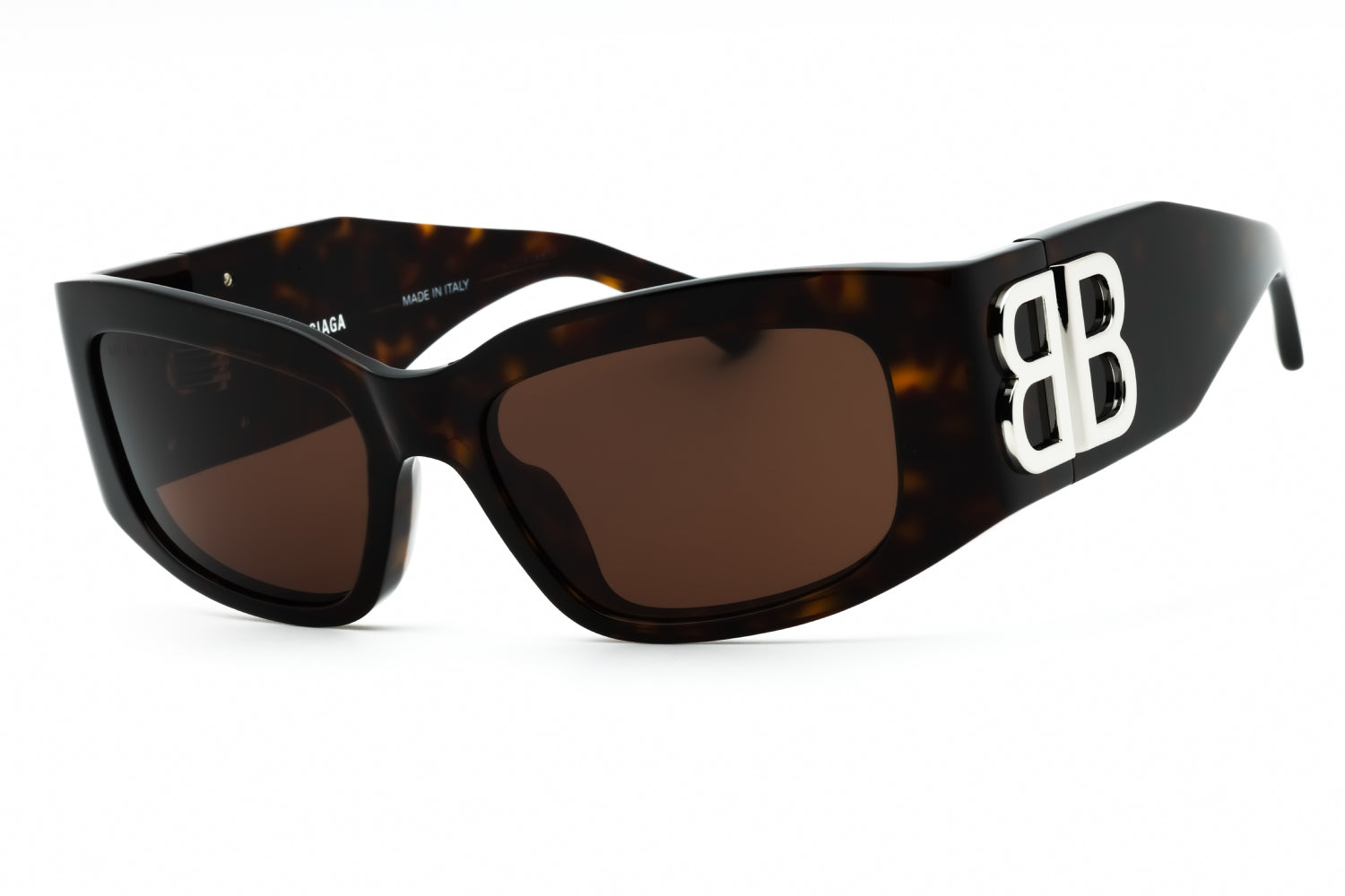 Balenciaga BB0360S Rectangular Acetate Sunglasses — Brown by Balenciaga