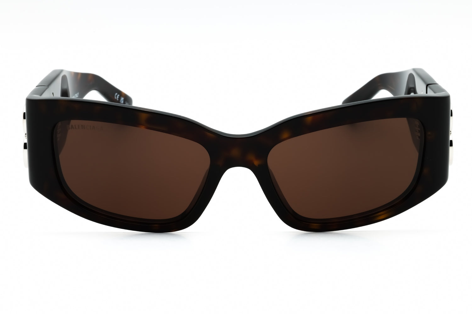 Balenciaga BB0360S Rectangular Acetate Sunglasses — Brown, view 2
