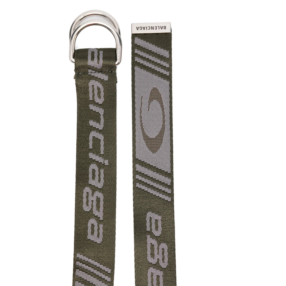 Balenciaga Logo-Embroidered Fabric Belt — Green, view 2