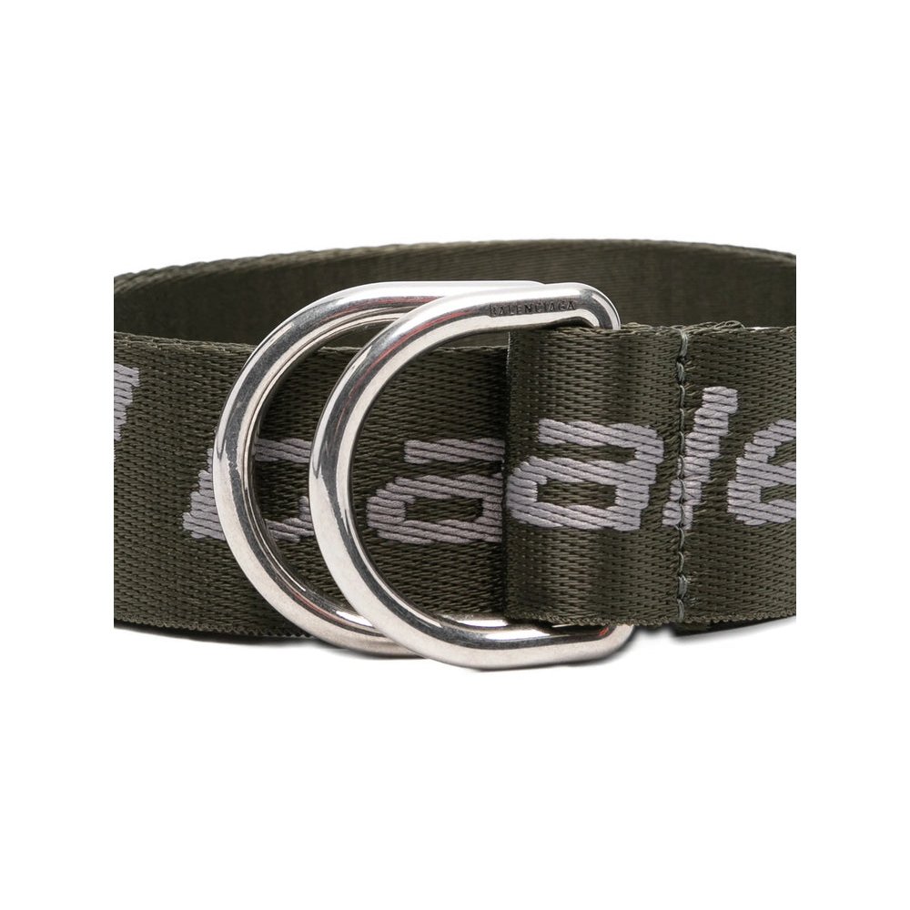 Balenciaga Logo-Embroidered Fabric Belt — Green, view 3