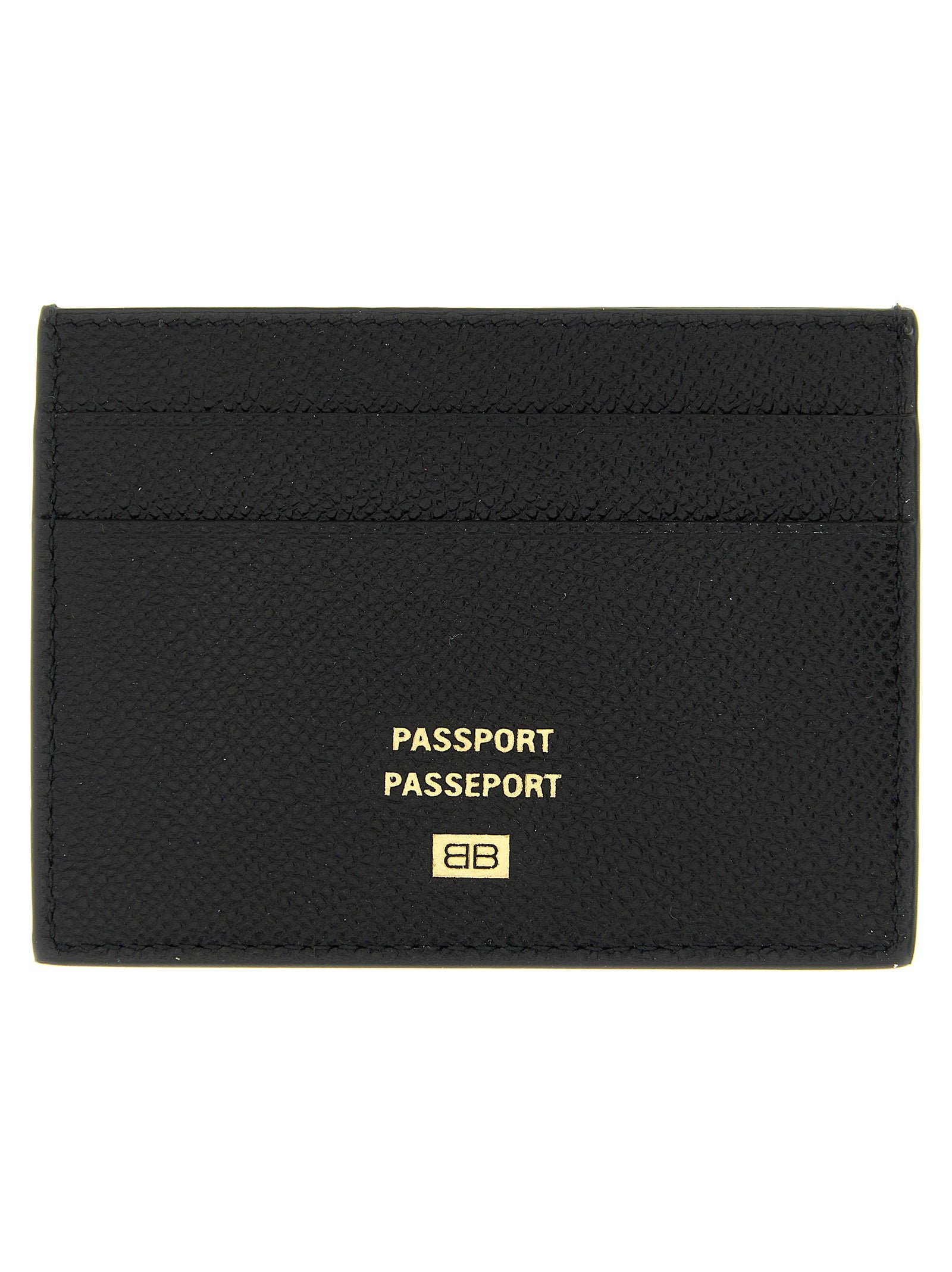 Balenciaga Logo-Embossed Leather Card Case — Black, view 2
