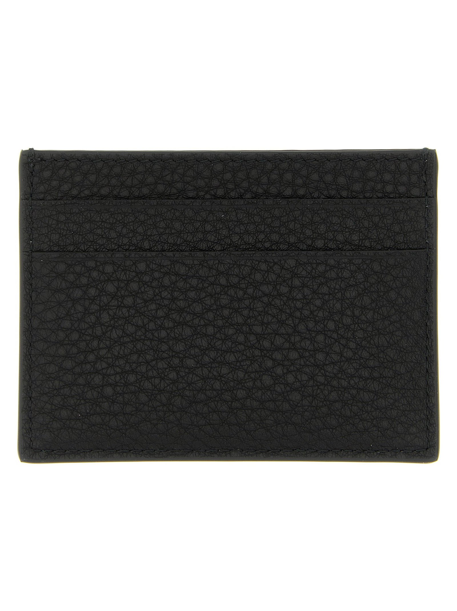 Balenciaga Hammered Calf Leather Card Case — Black, view 2