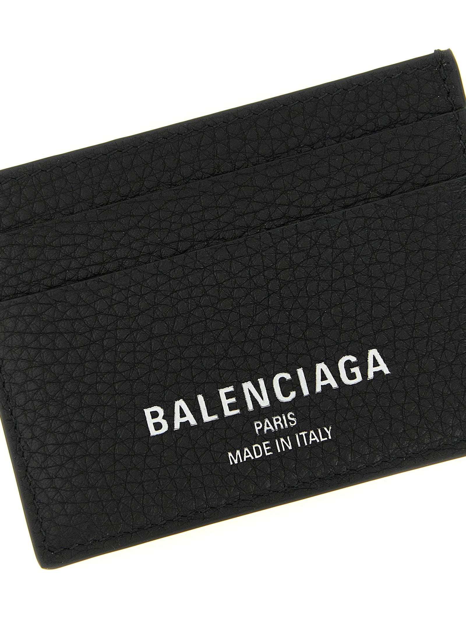 Balenciaga Hammered Calf Leather Card Case — Black, view 3