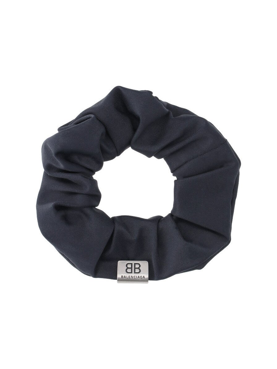 Balenciaga BB Logo Ribbed Hair Band — Navy by Balenciaga