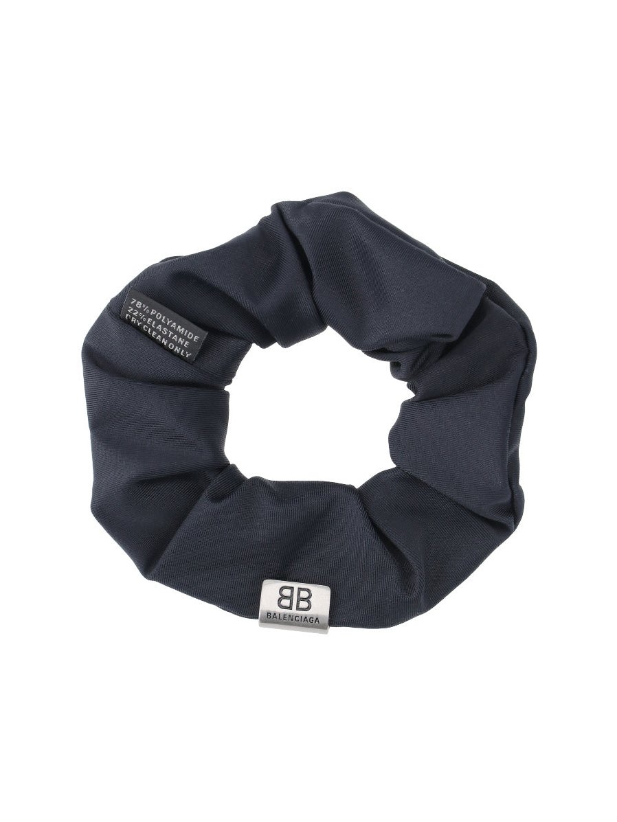 Balenciaga BB Logo Ribbed Hair Band — Navy, view 2