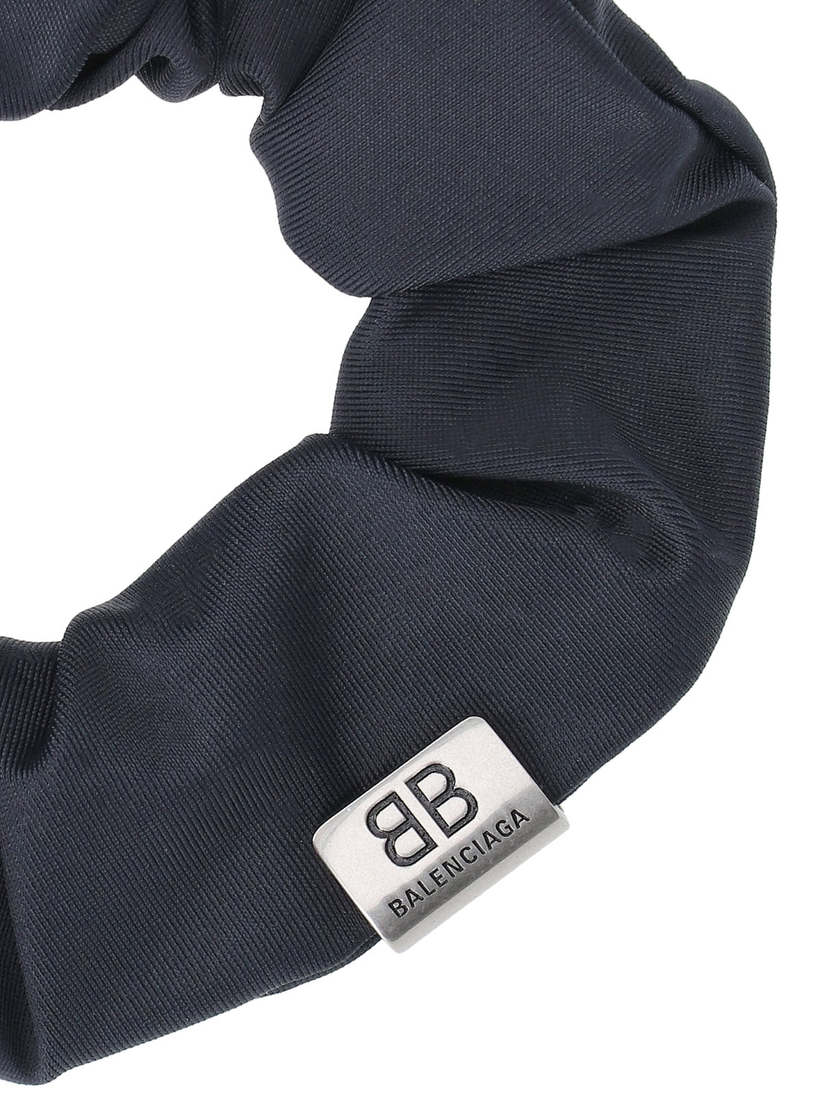 Balenciaga BB Logo Ribbed Hair Band — Navy, view 3