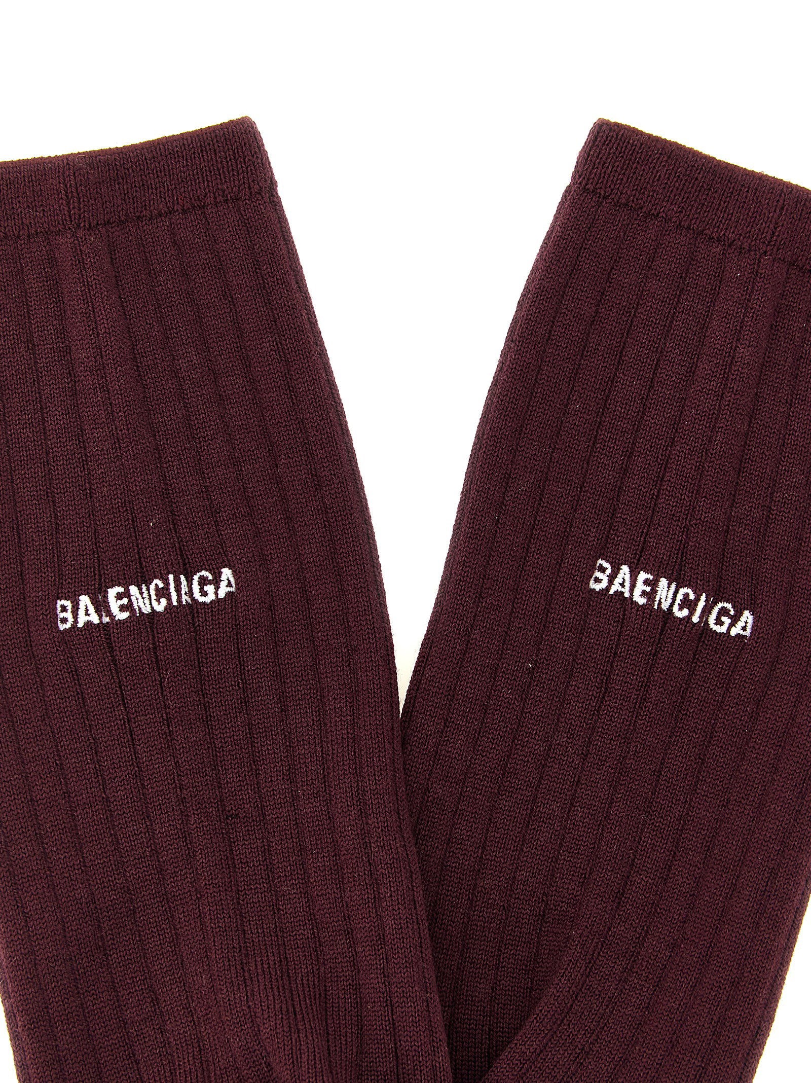Balenciaga Logo Embroidery Ribbed Tights, view 3