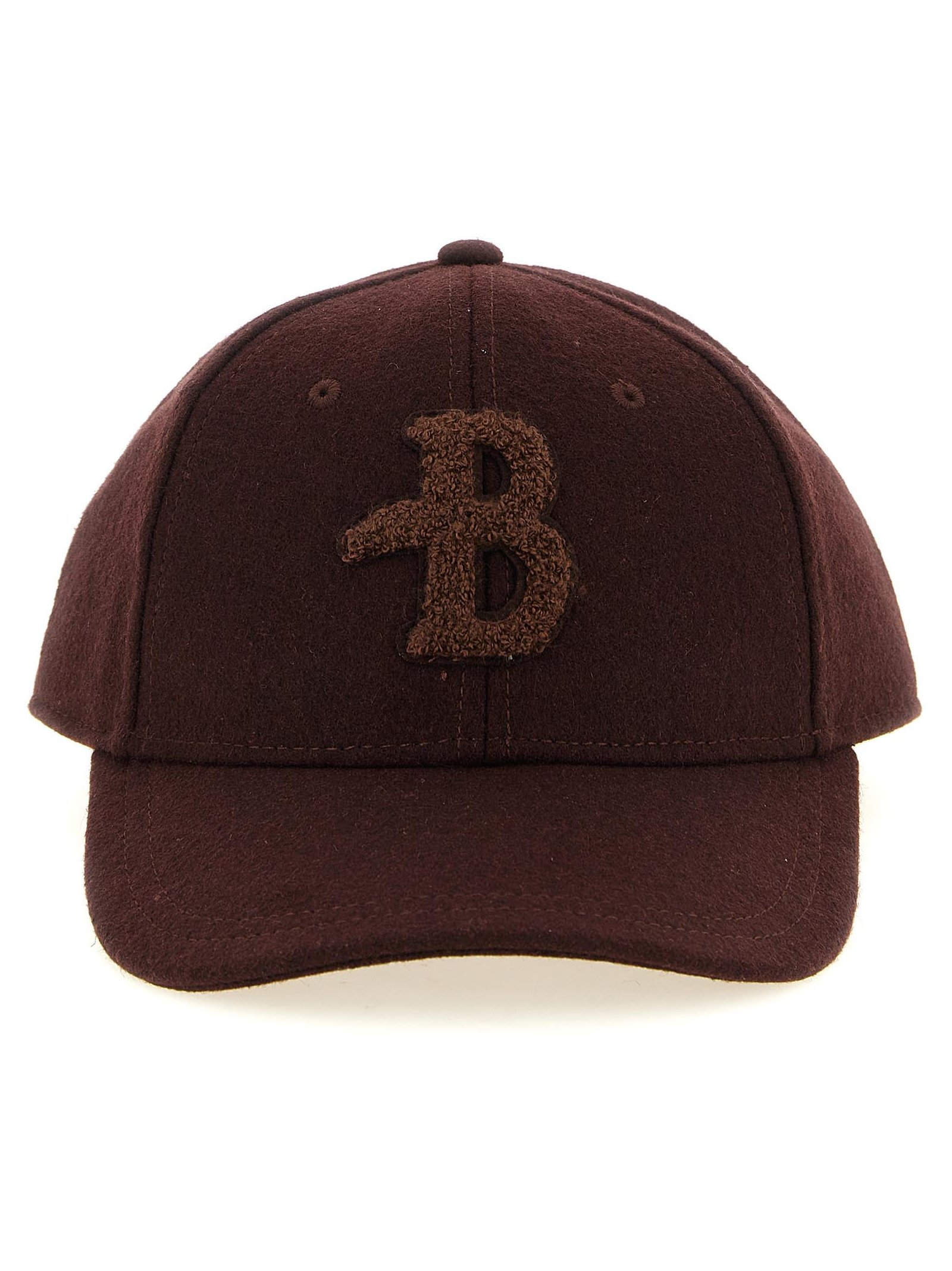 Ballantyne Monogram Bouclé Patch Baseball Cap — Burgundy by Ballantyne
