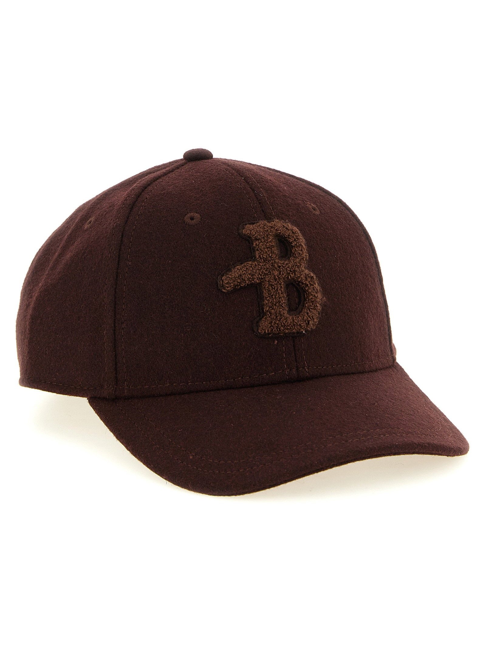 Ballantyne Monogram Bouclé Patch Baseball Cap — Burgundy, view 2
