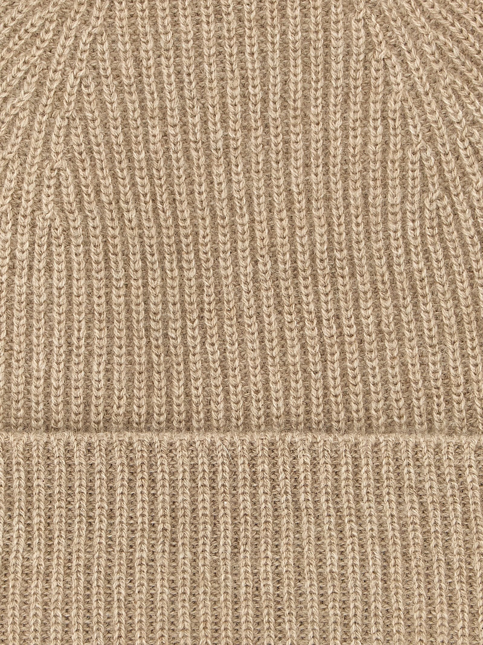 Ballantyne Cashmere Ribbed Beanie — Beige, view 3