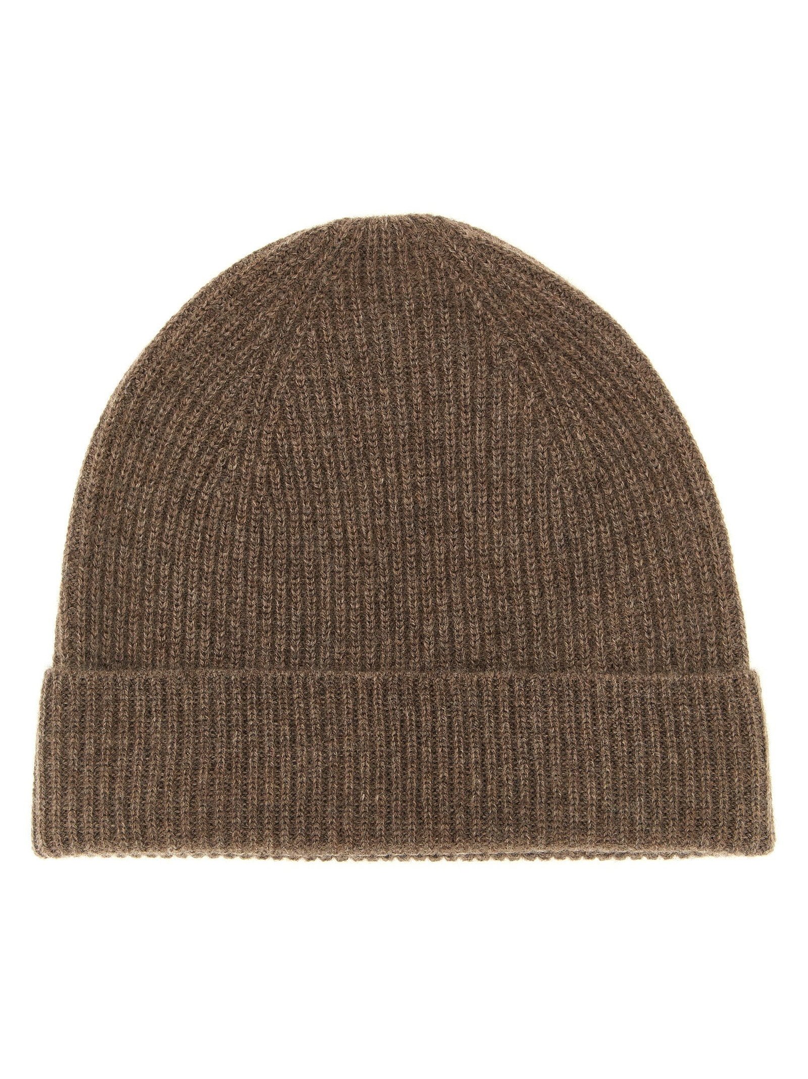 Ballantyne Cashmere Ribbed Beanie — Brown by Ballantyne