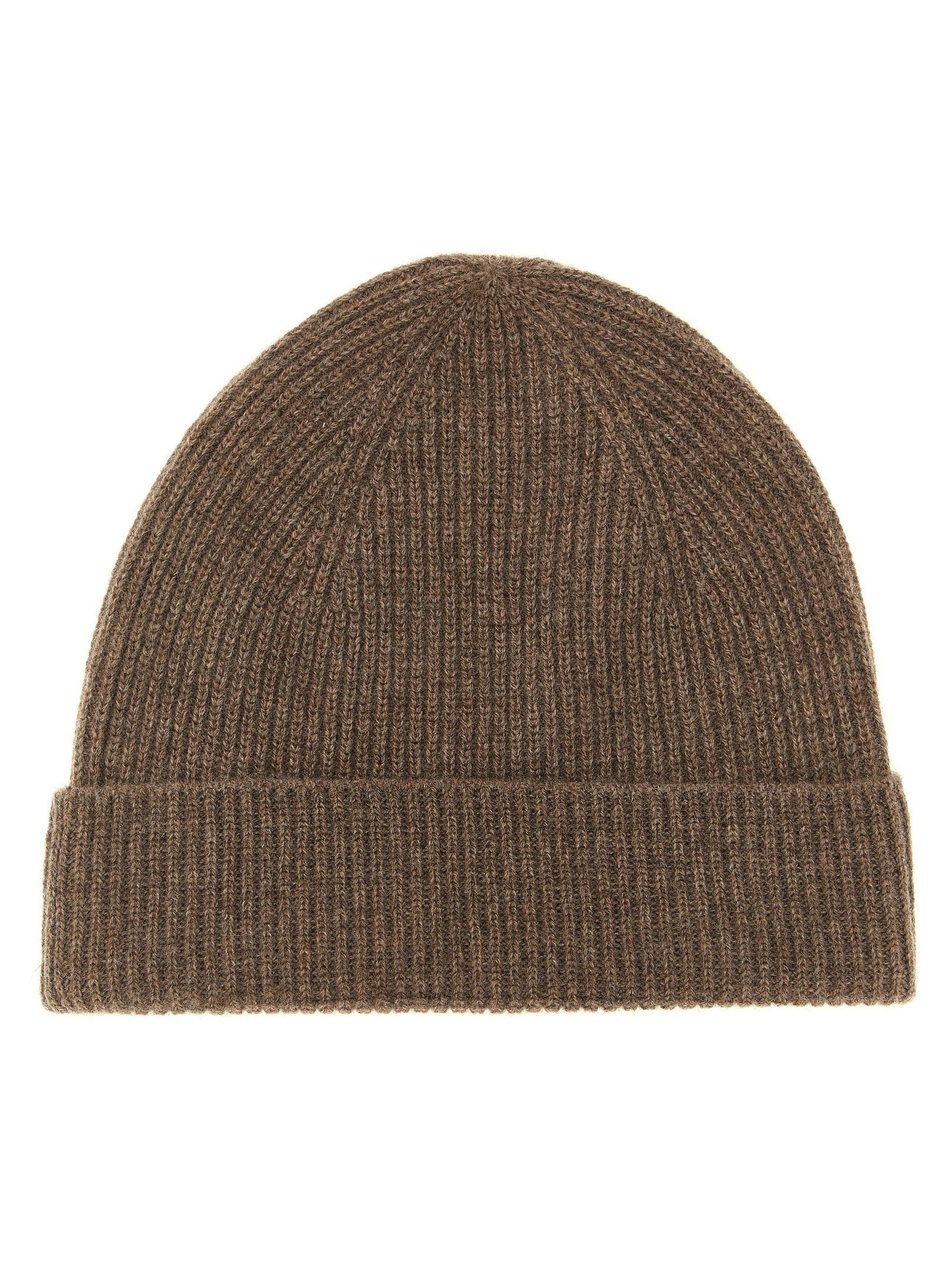Ballantyne Cashmere Ribbed Beanie — Brown, view 2