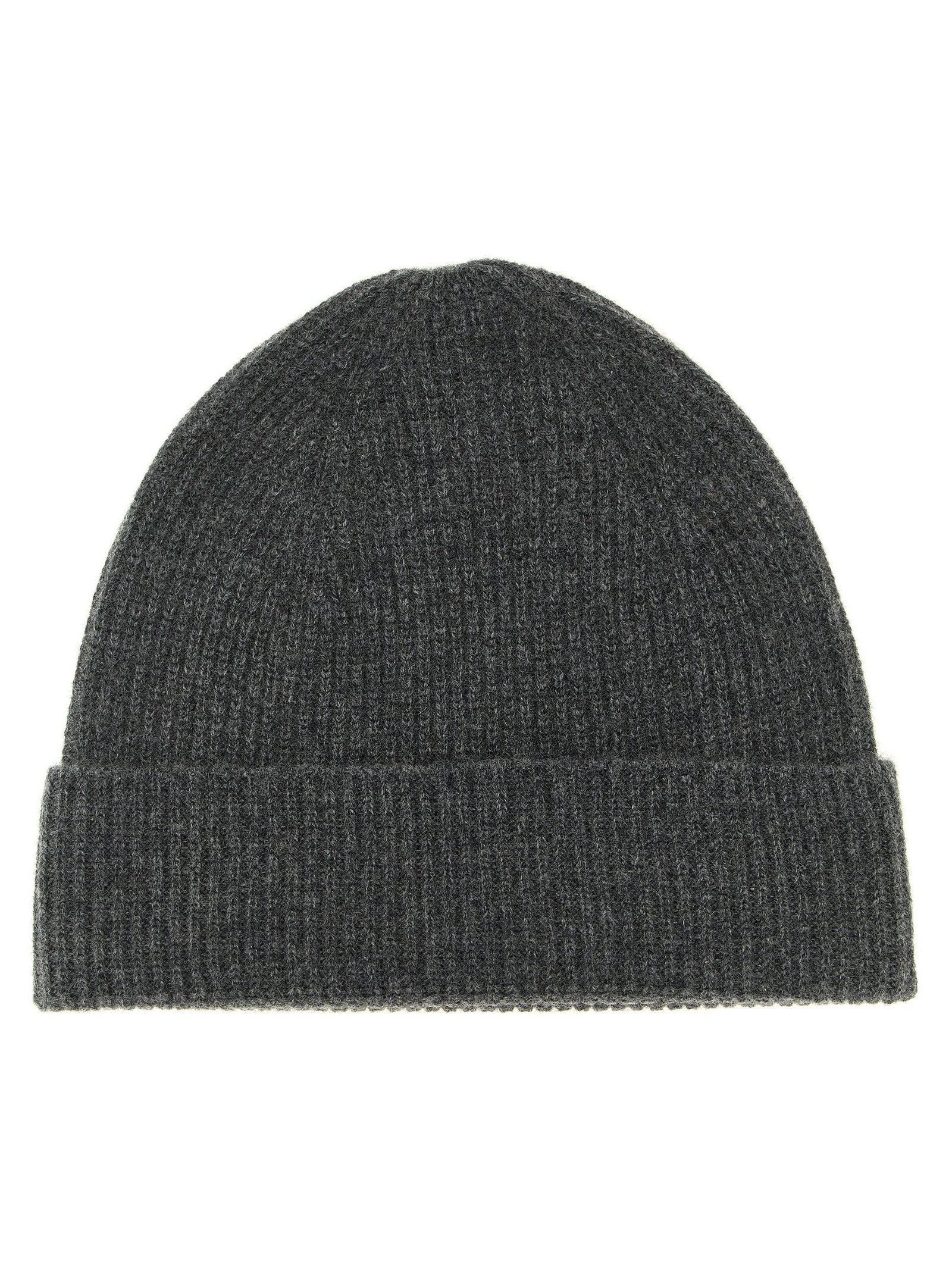 Ballantyne Pure Cashmere Ribbed Beanie — Grey by Ballantyne