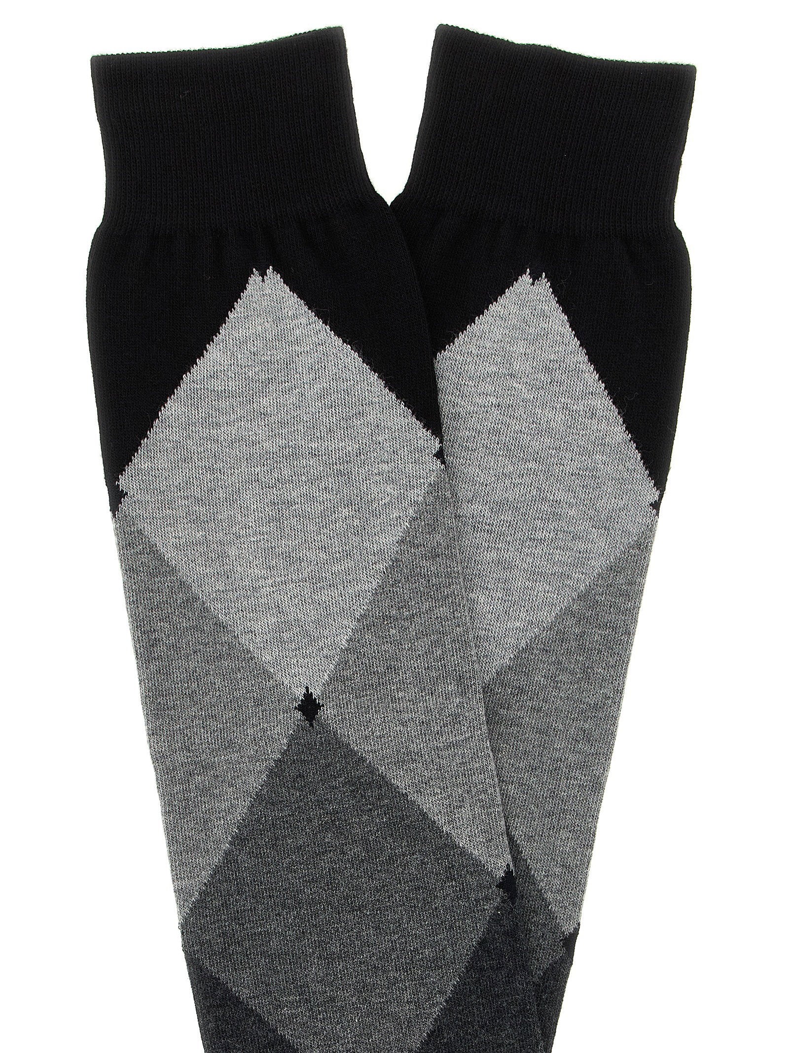 Ballantyne Diamond-Patterned Cotton Socks — Black, view 3