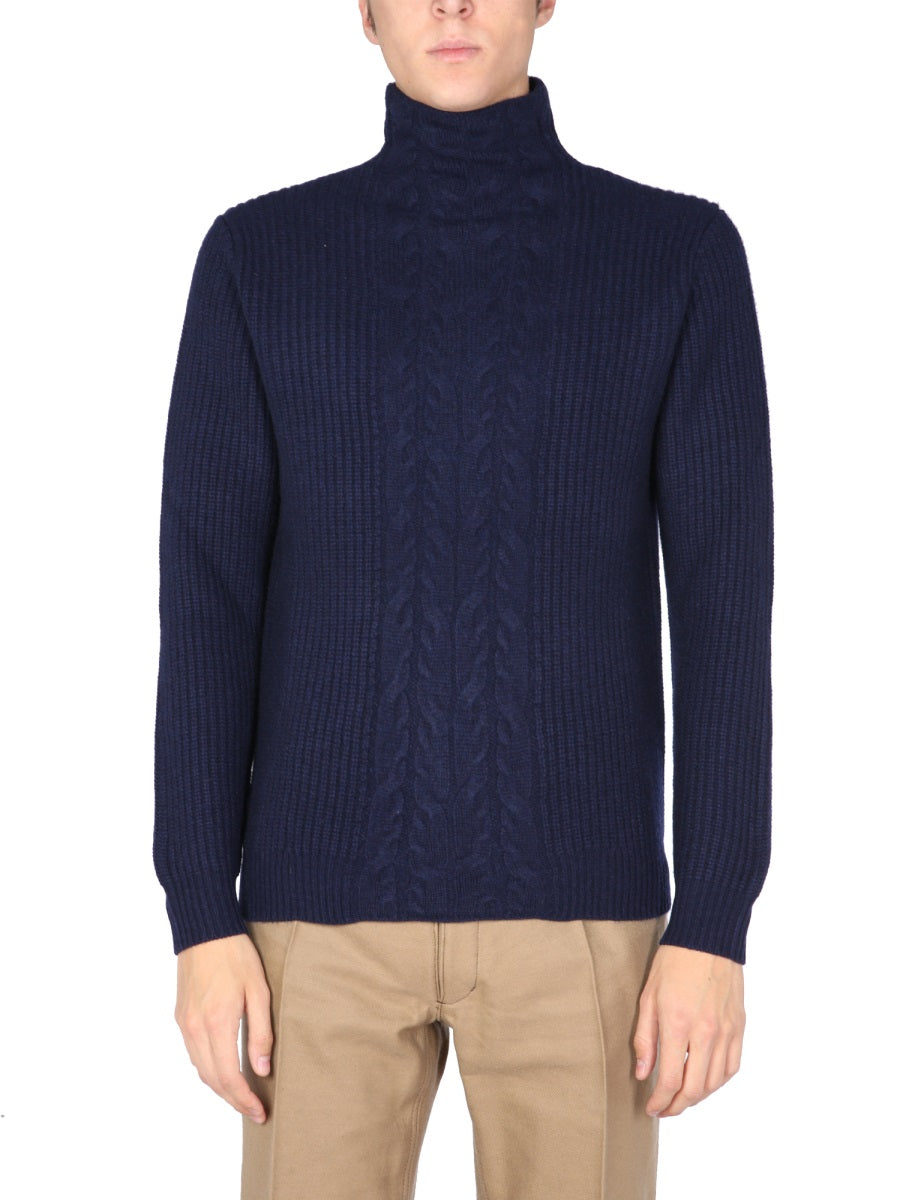Ballantyne Turtleneck English Rib Knit Sweater — Black by Ballantyne