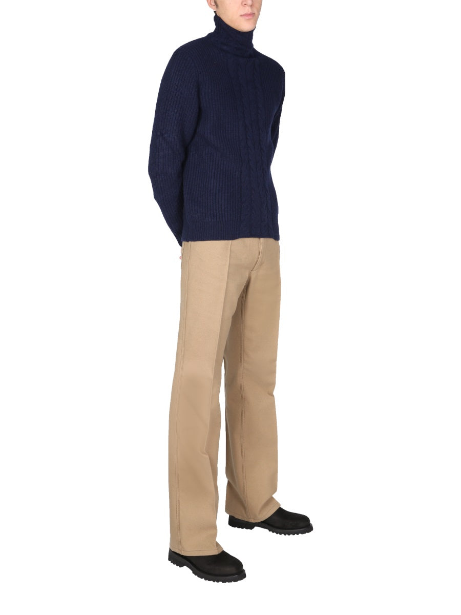 Ballantyne Turtleneck English Rib Knit Sweater — Black, view 3