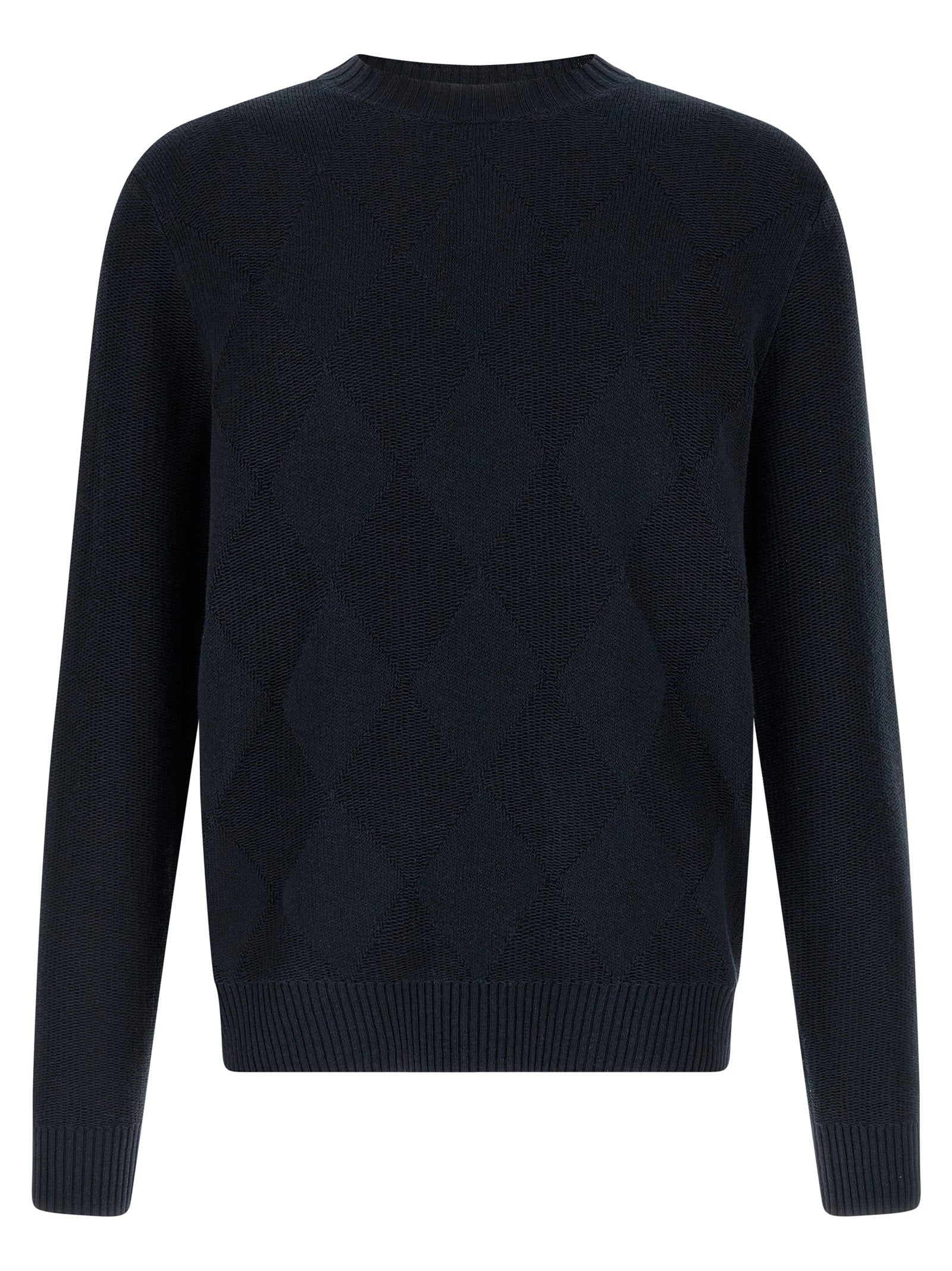 Ballantyne Diamond Intarsia Sweater — Navy by Ballantyne