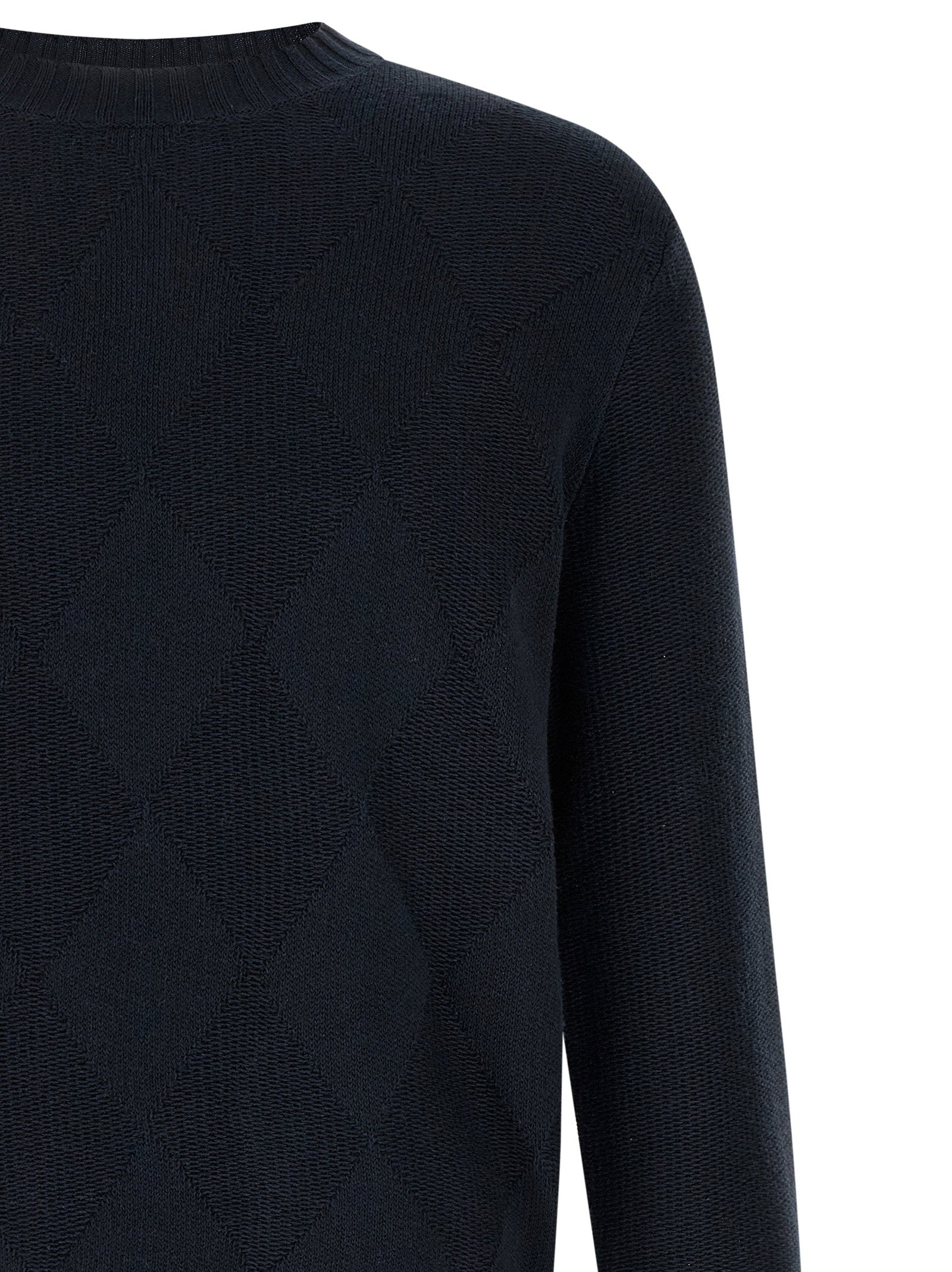Ballantyne Diamond Intarsia Sweater — Navy, view 3