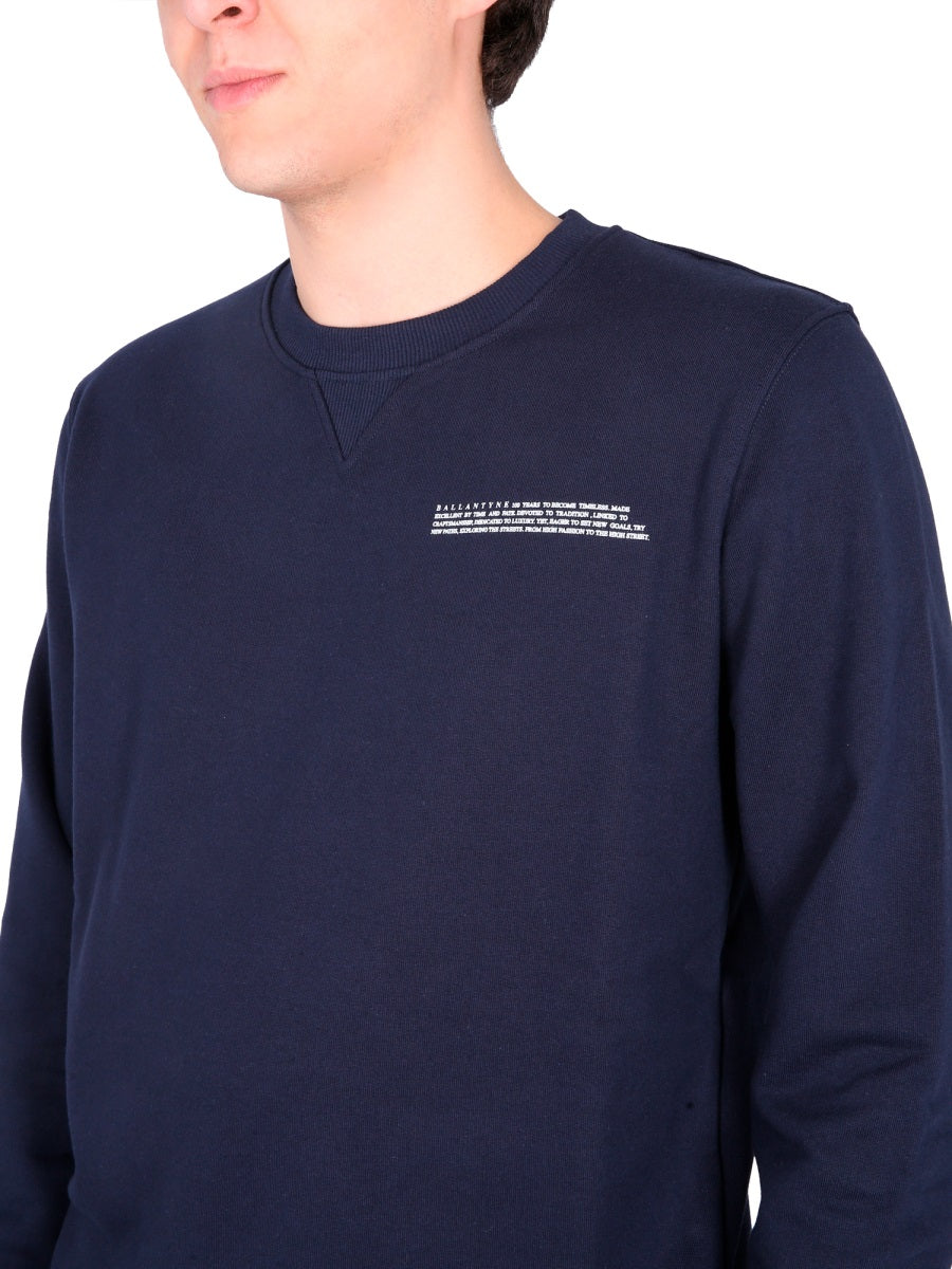 Ballantyne Logo-Print Cotton Sweatshirt — Blue, view 4