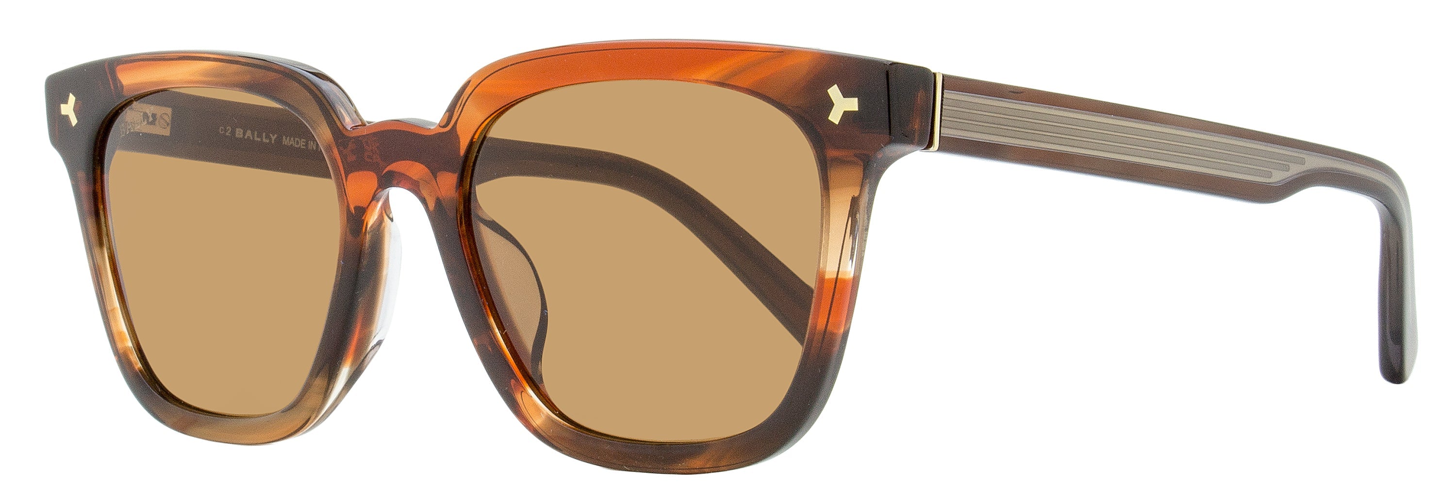 Bally BY0085H Square Acetate Sunglasses — Brown by Bally