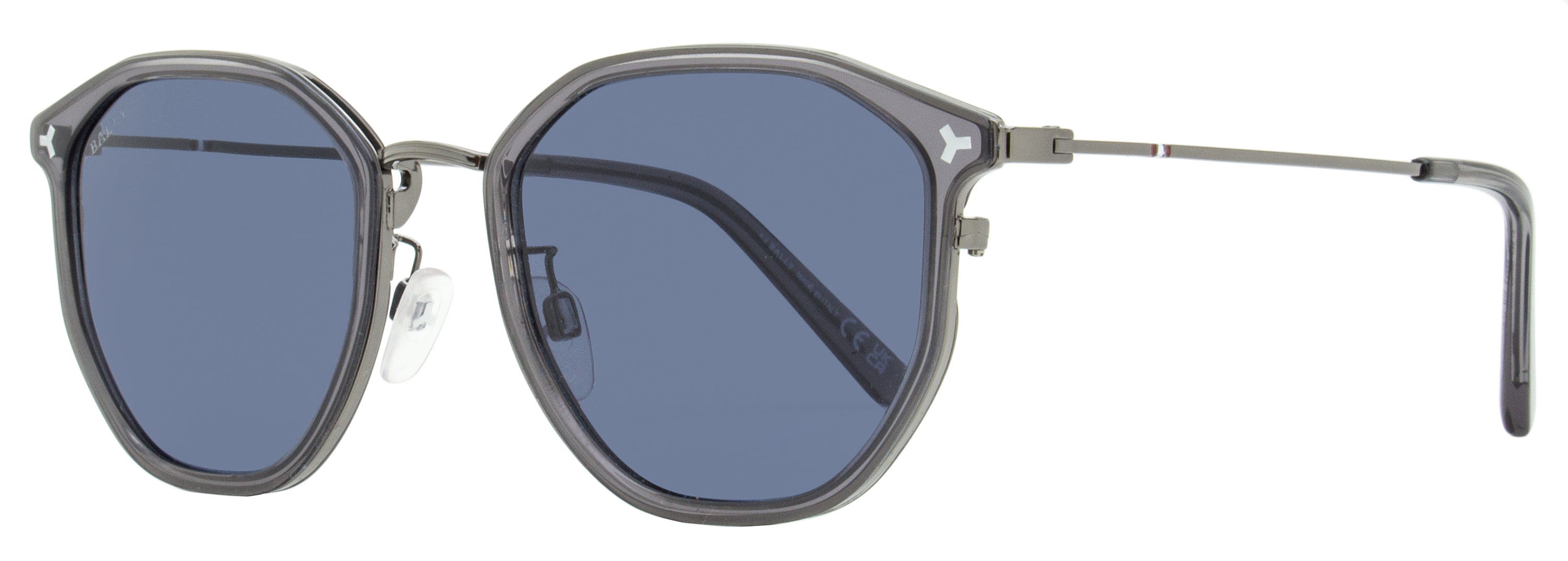 Bally BY0099H Geometric Metal-Acetate Sunglasses — Gunmetal by Bally