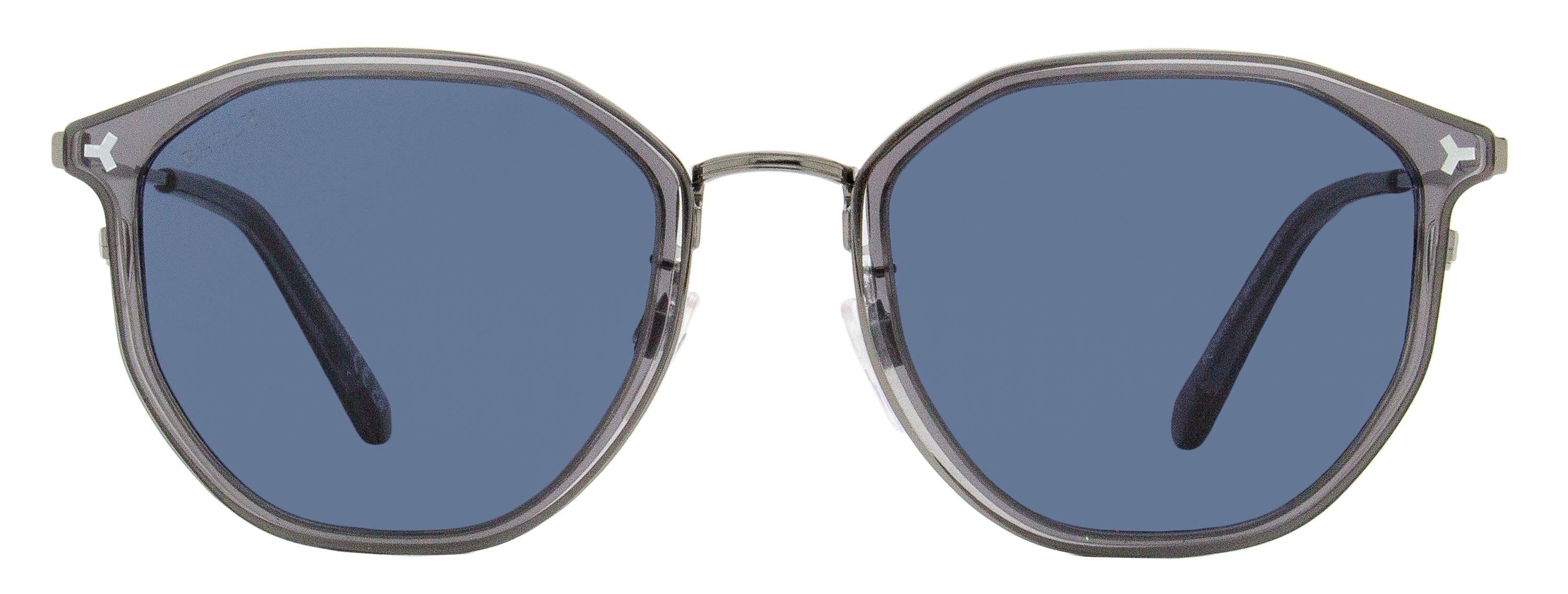Bally BY0099H Geometric Metal-Acetate Sunglasses — Gunmetal, view 2