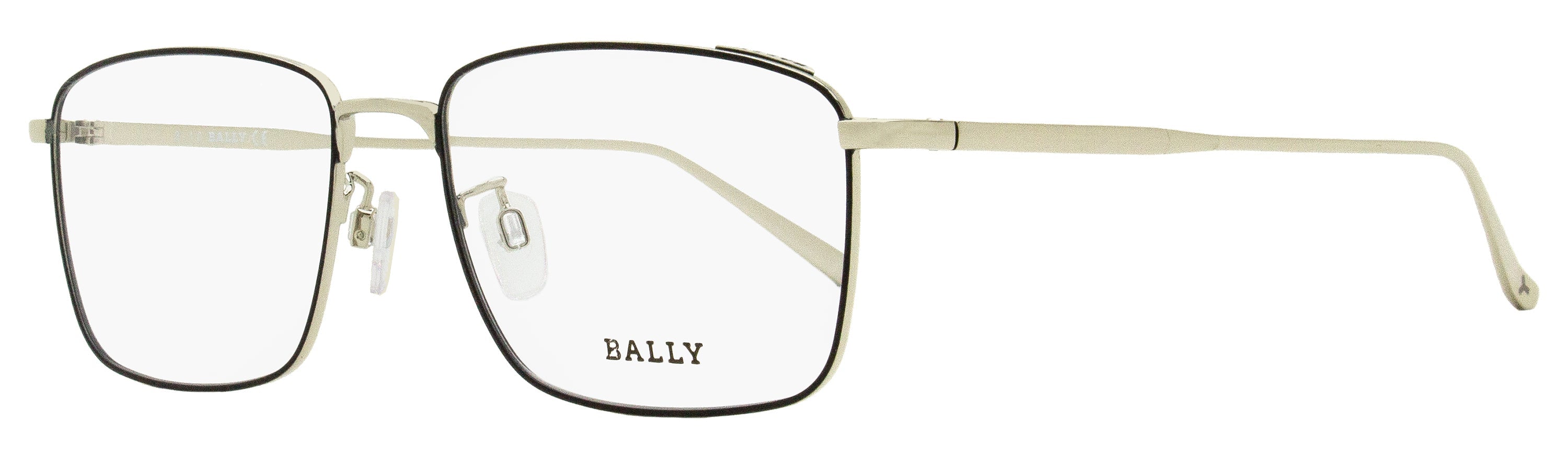 Bally BY5027D Thin Rectangular Metal Eyeglasses — Palladium by Bally