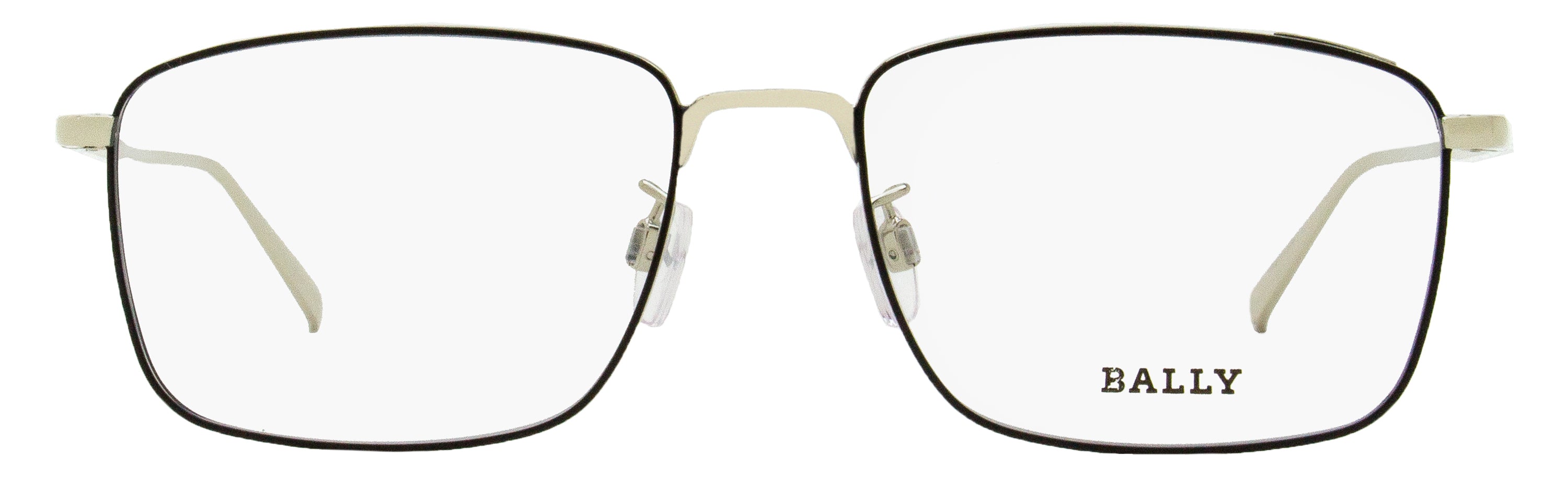 Bally BY5027D Thin Rectangular Metal Eyeglasses — Palladium, view 2