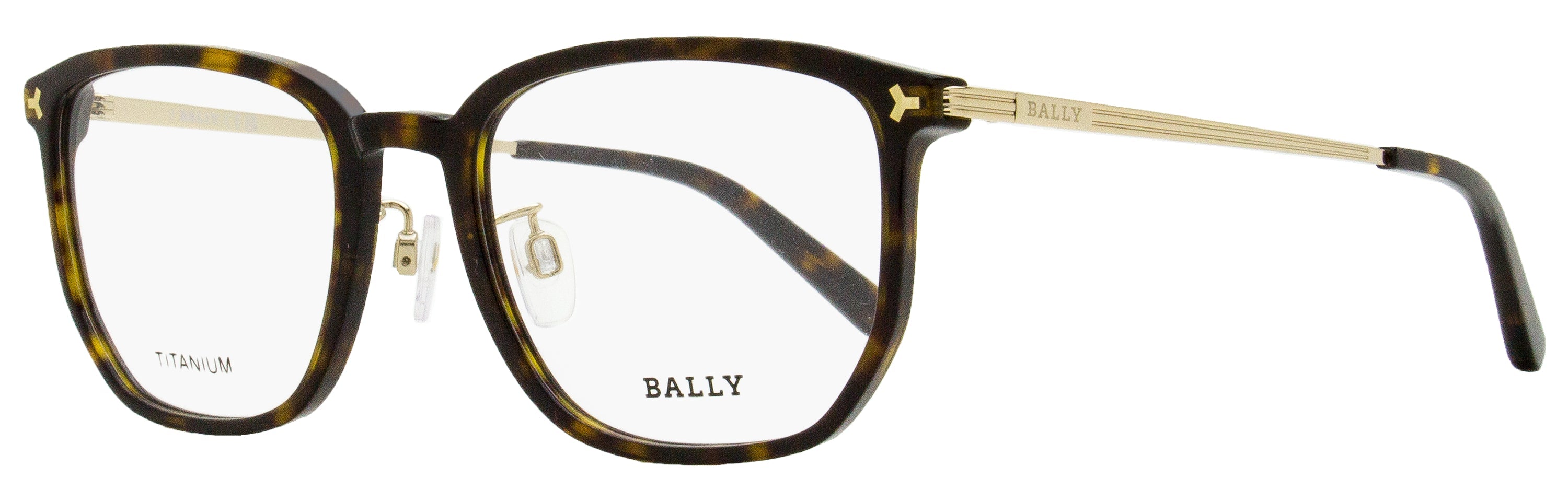 Bally BY5069H Titanium Rectangular Eyeglasses — Brown by Bally