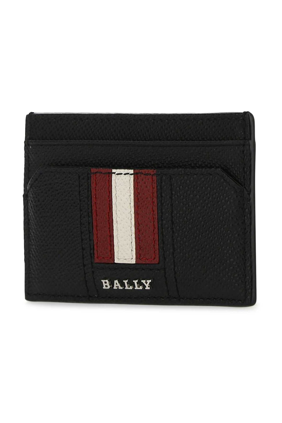 Bally Striped Leather Card Case — Black, view 2