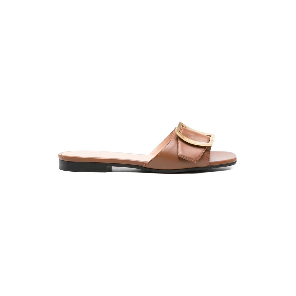 Bally Buckle-Detail Calf Leather Flat — Brown by Bally