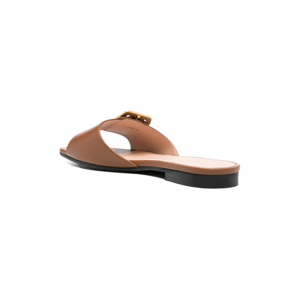 Bally Buckle-Detail Calf Leather Flat — Brown, view 2