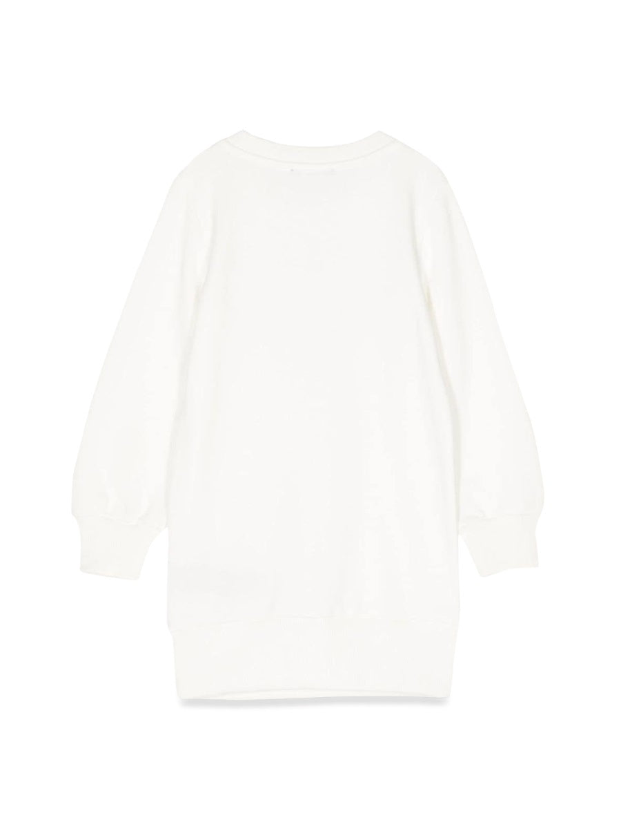 Balmain Logo-Embroidered Cotton Dress — White, view 3