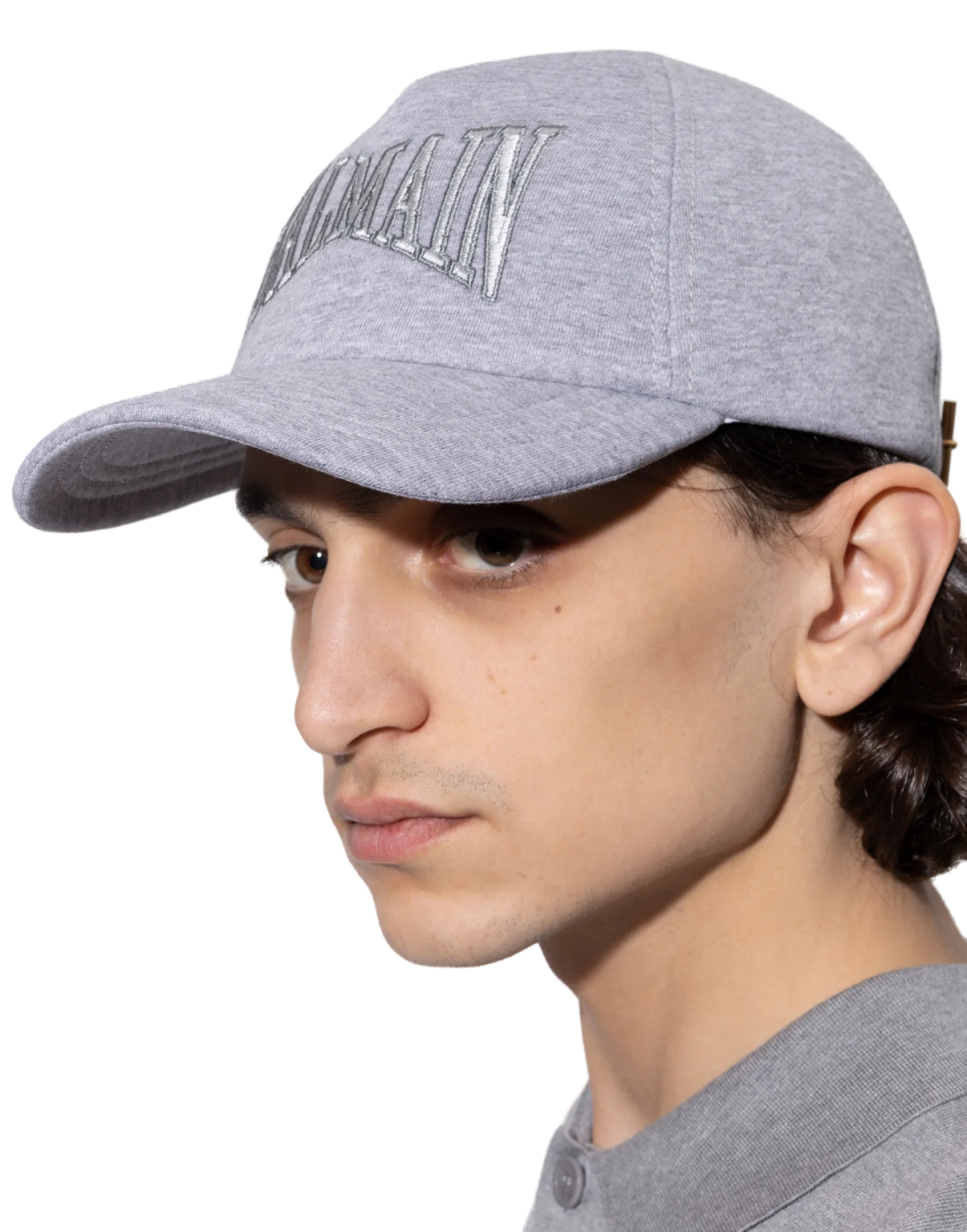 Balmain GH1XA561JI909UB Embroidered Logo Baseball Cap — Gray, view 3