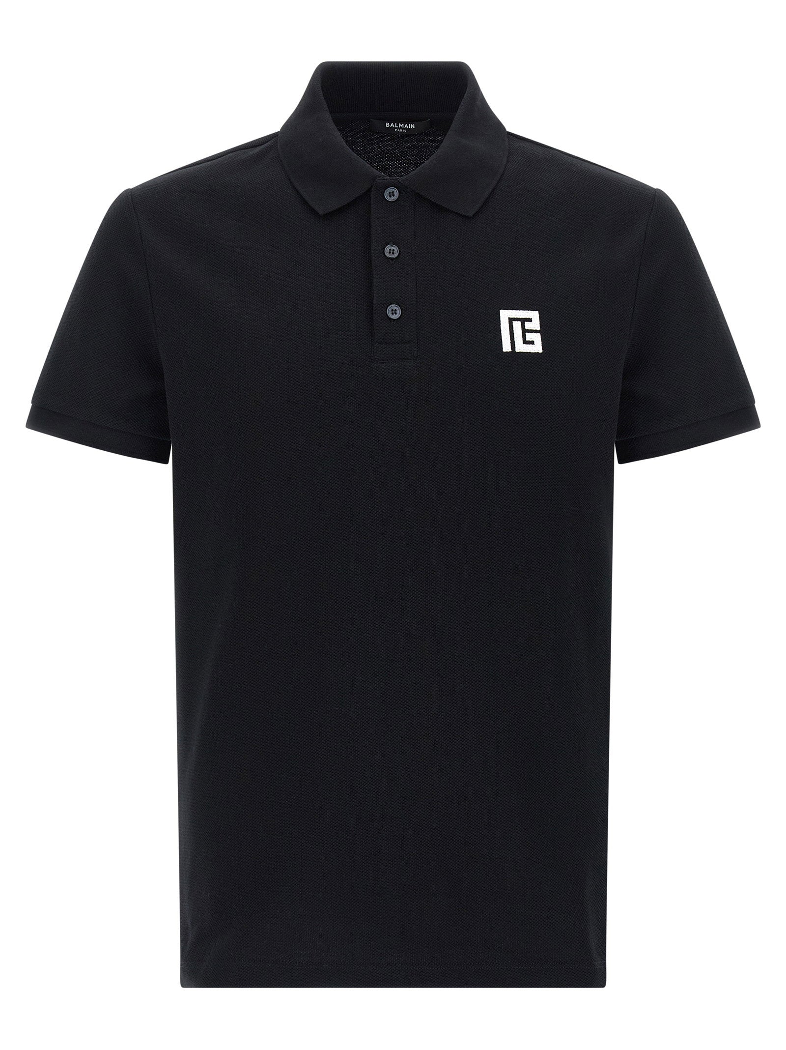 Balmain Logo-Embroidered Piqué Polo Shirt — Black by Balmain
