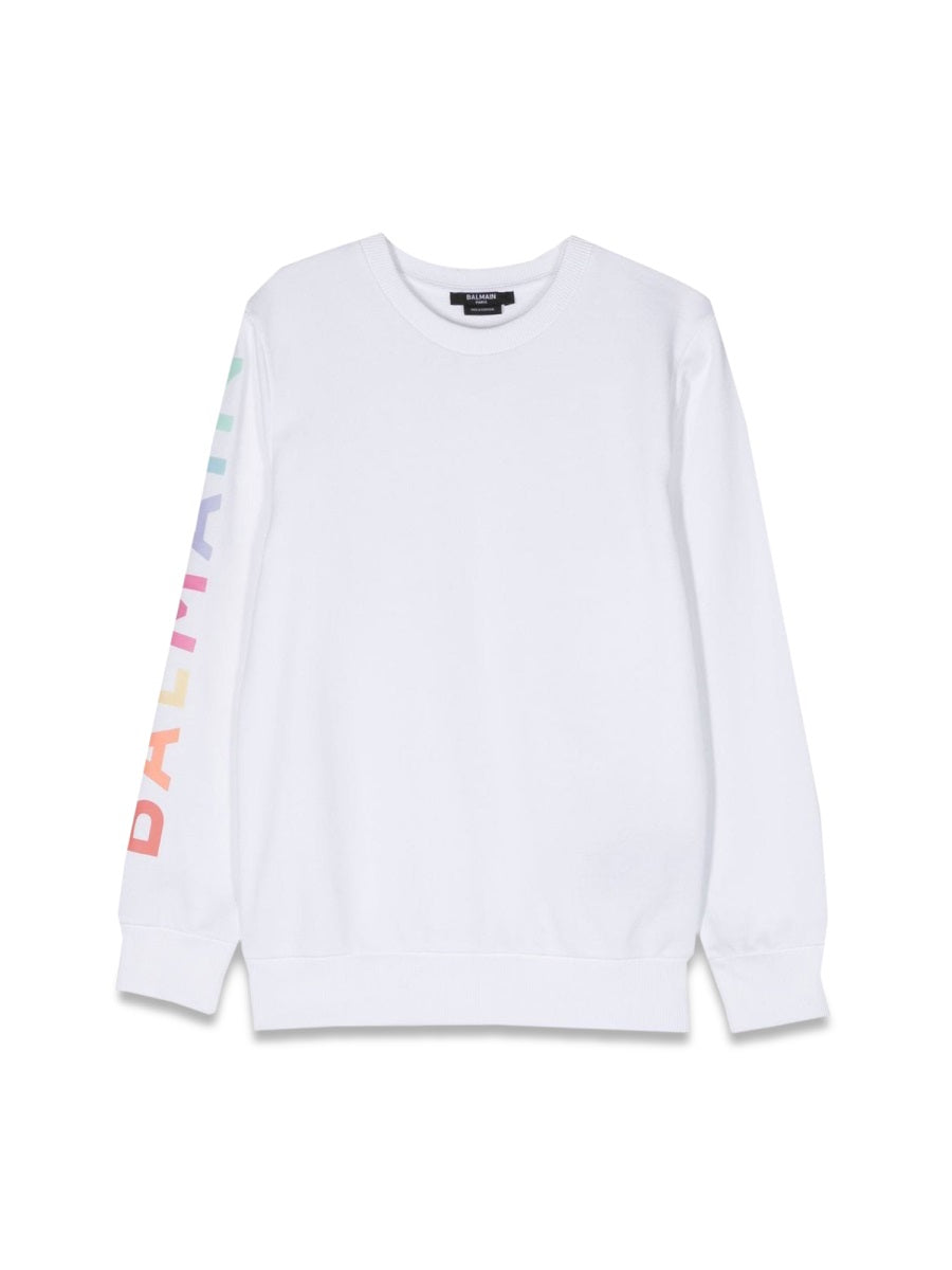 Balmain Logo-Embroidered Cotton Crewneck Sweatshirt — White by Balmain