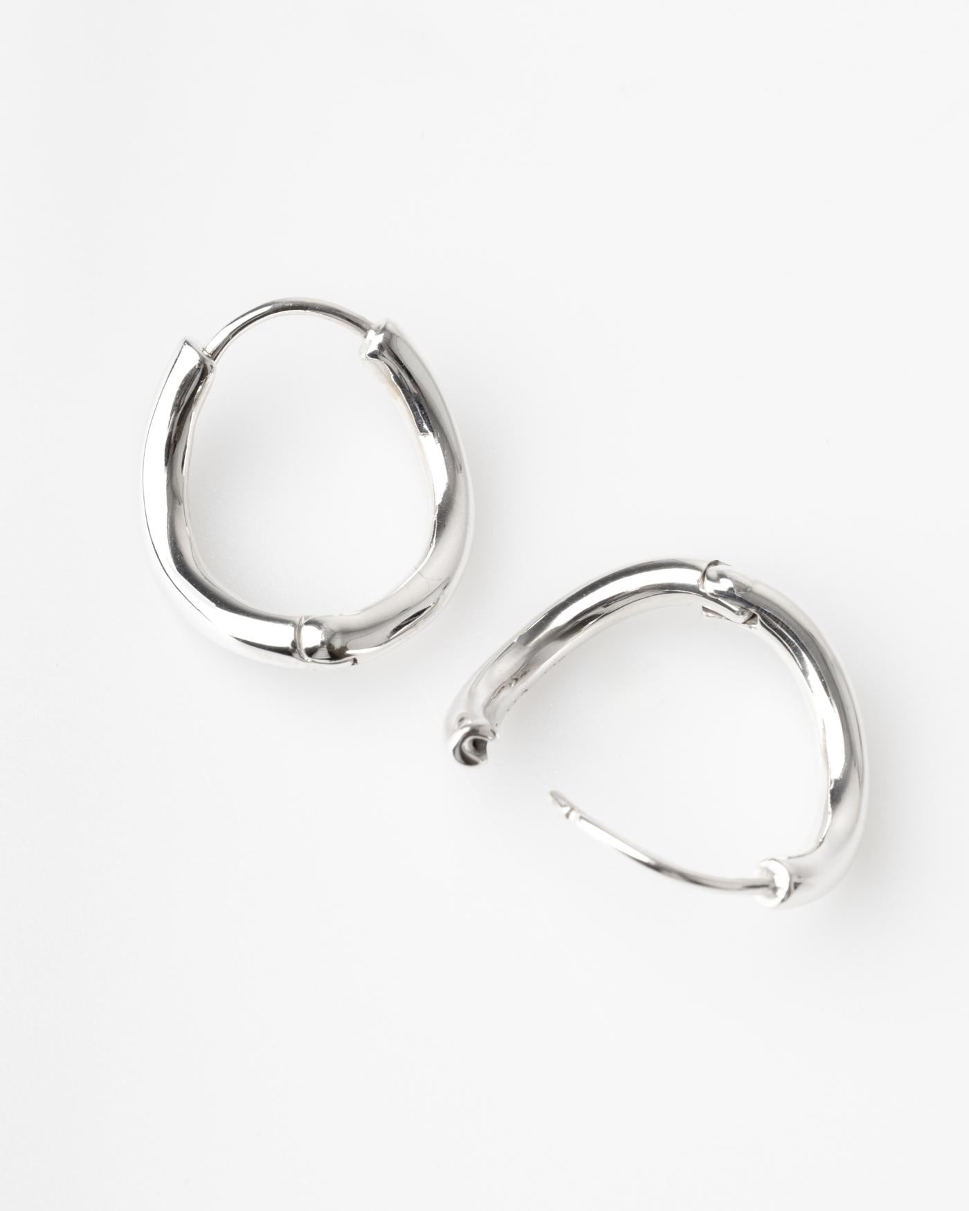Bar Jewellery Chunky Outline Earrings — Silver, view 2