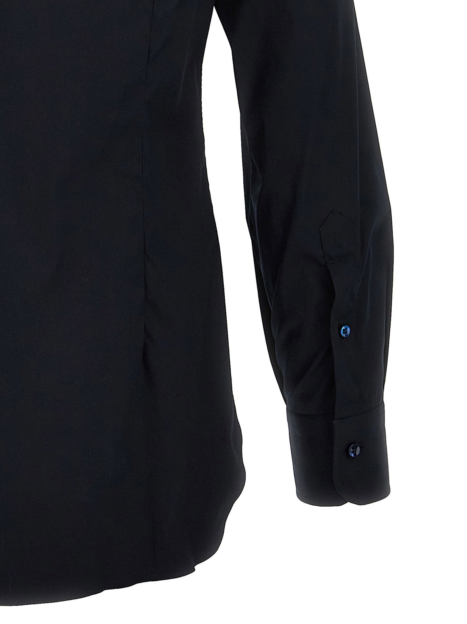 Barba Stretch Poplin Shirt — Black, view 4