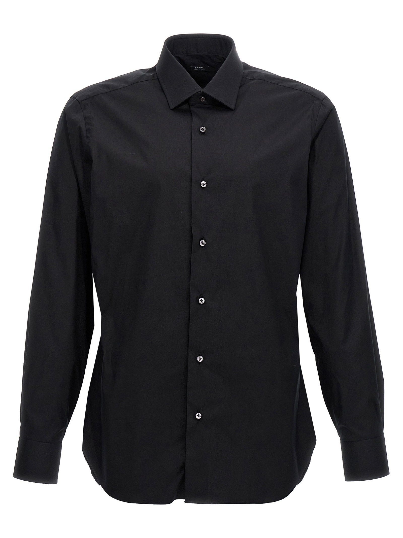 Barba Stretch Cotton Poplin Shirt — Black by Barba