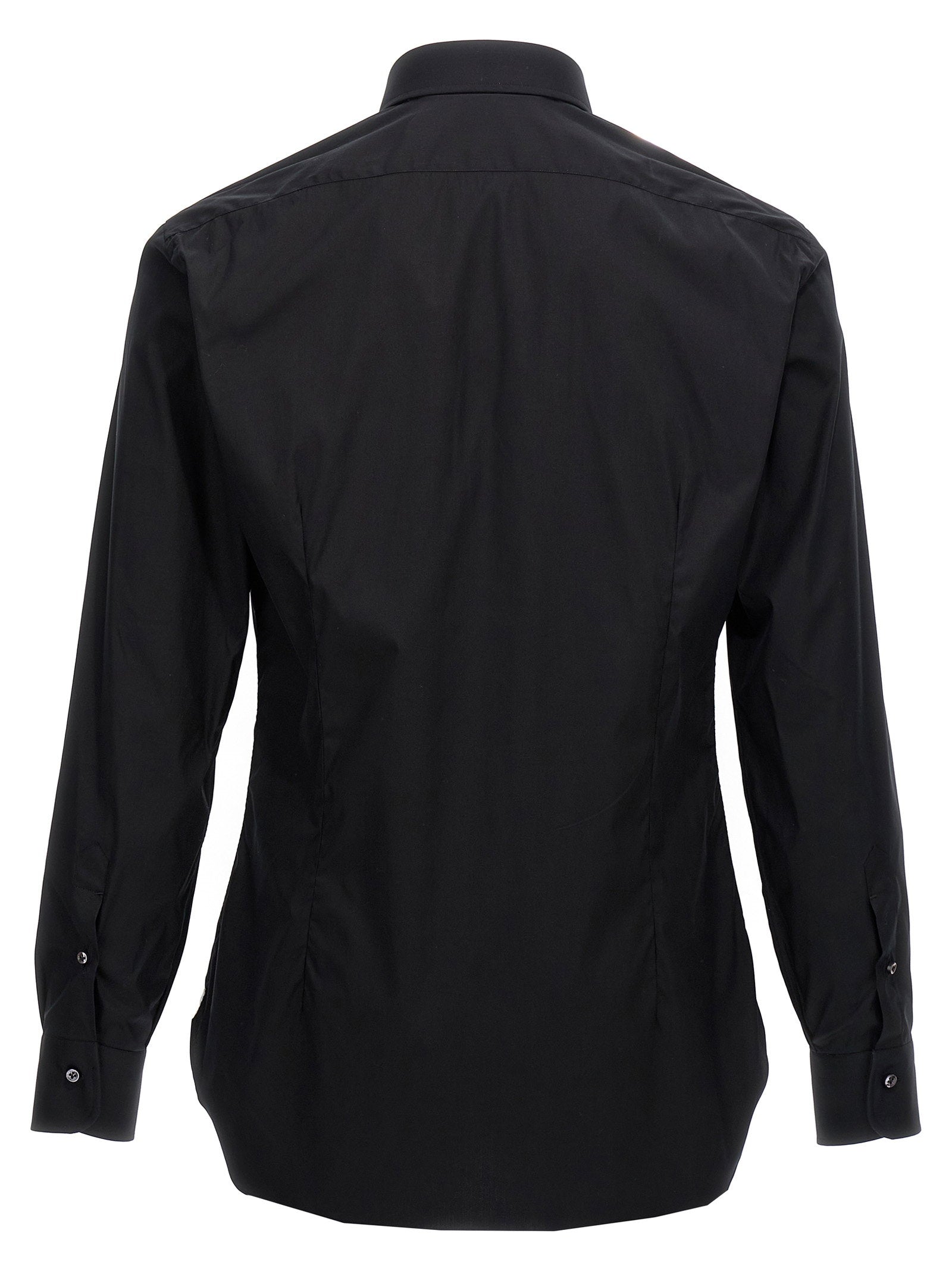 Barba Stretch Cotton Poplin Shirt — Black, view 2