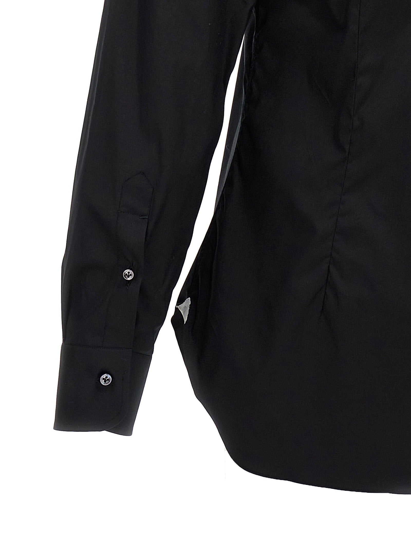 Barba Stretch Cotton Poplin Shirt — Black, view 4