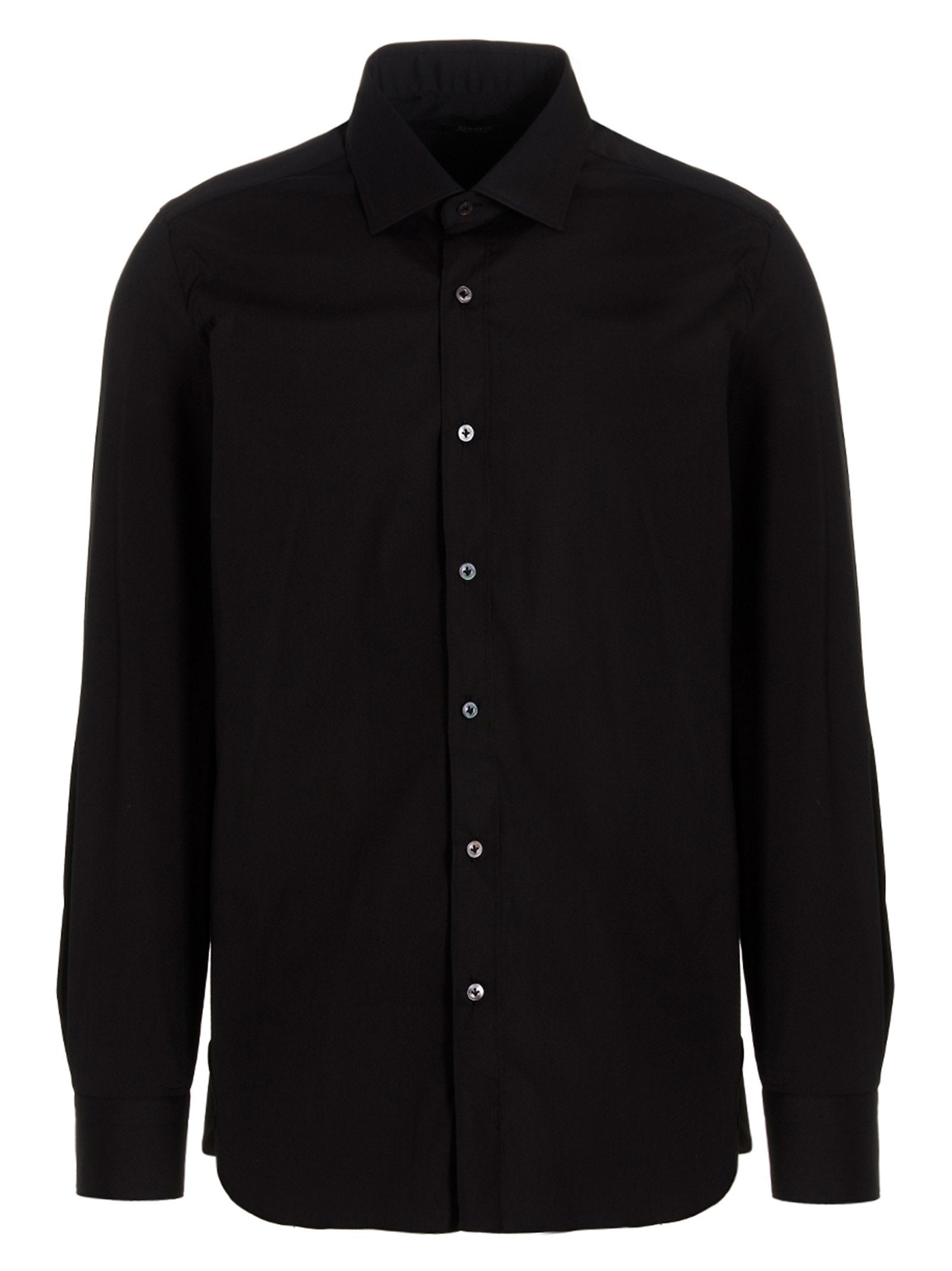 Barba Cotton Poplin Shirt — Black by Barba
