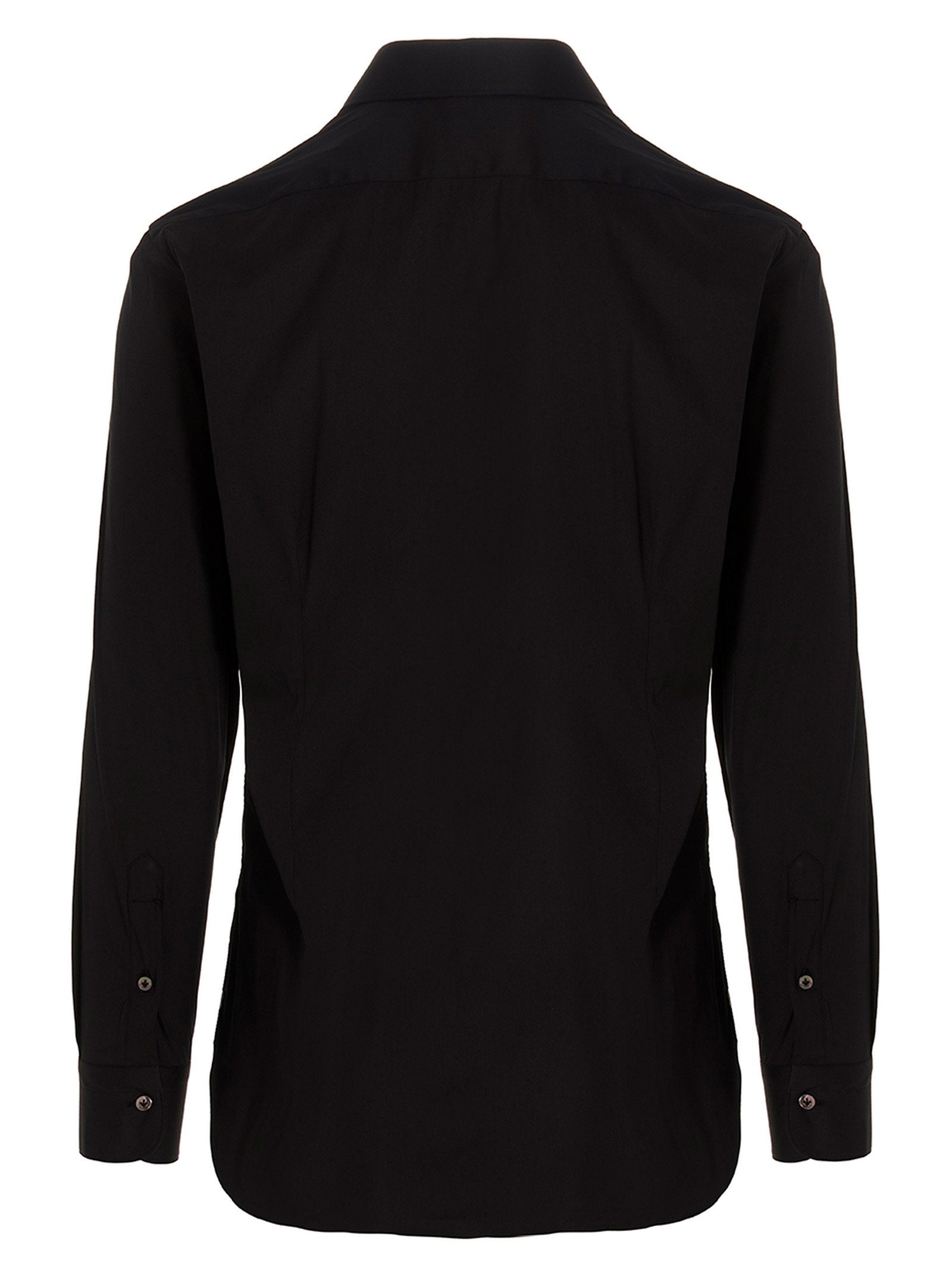 Barba Cotton Poplin Shirt — Black, view 2