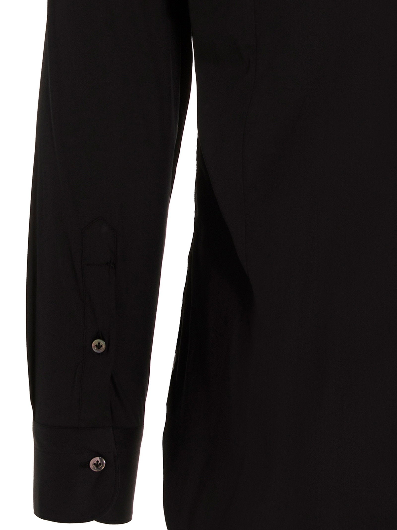 Barba Cotton Poplin Shirt — Black, view 4