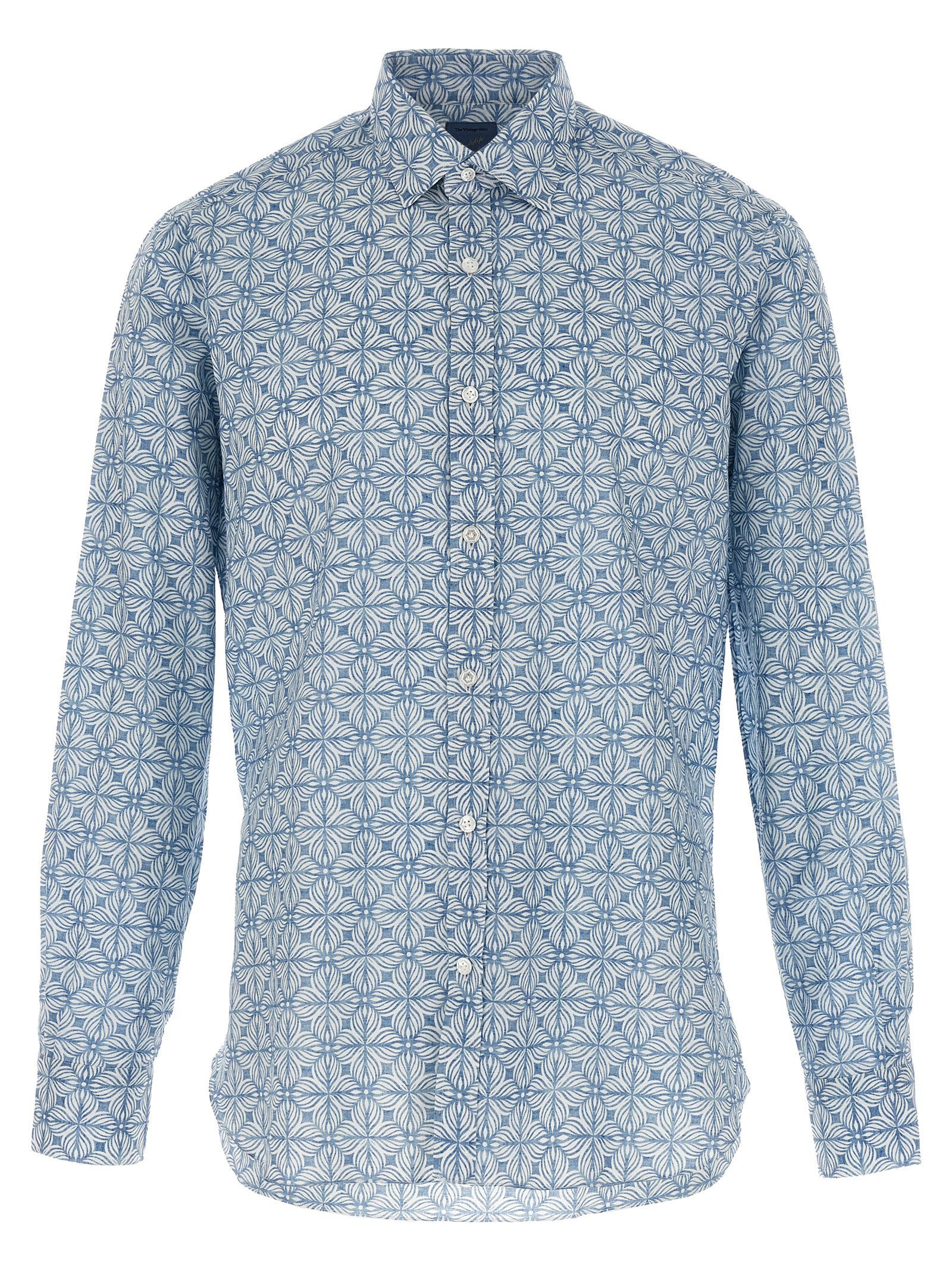 Barba Vintage Floral Print Shirt — Blue by Barba